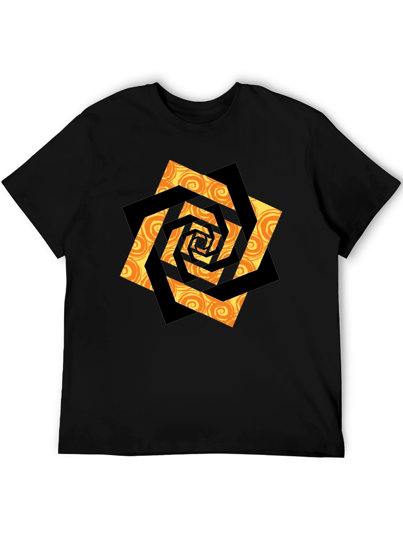 Swirl Geometric Graphic Black T-Shirt