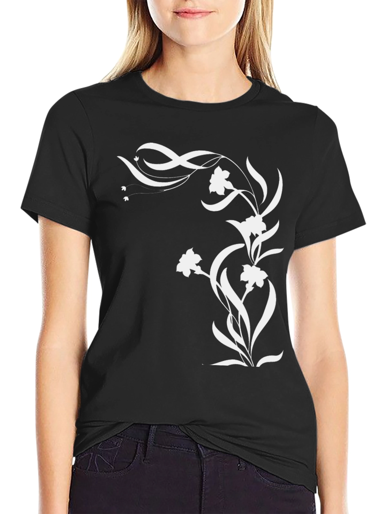 Floral Graphic Black T-Shirt - Stylish Mens Tee