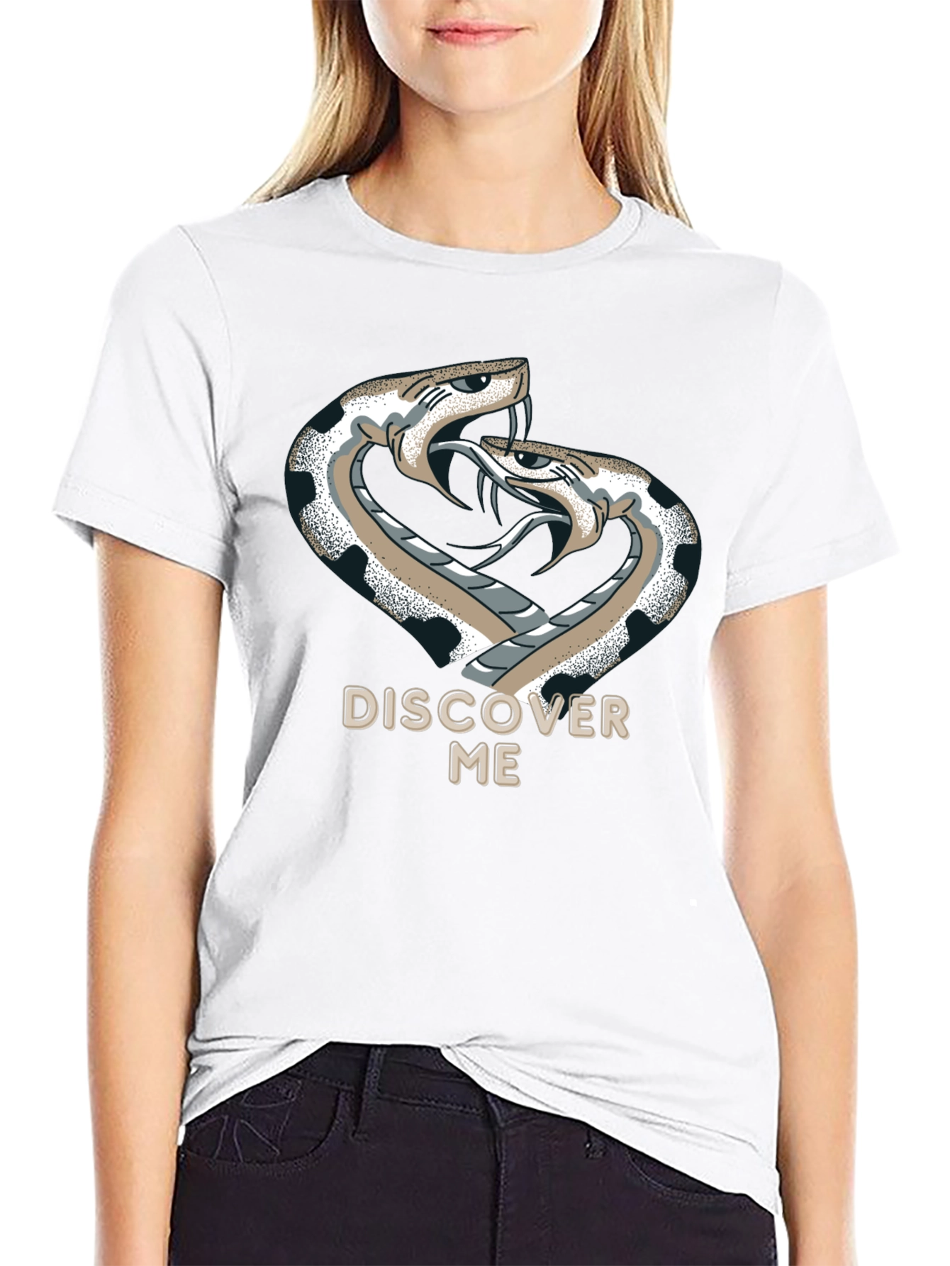 Discover Me Snakes Graphic Print Black T-Shirt