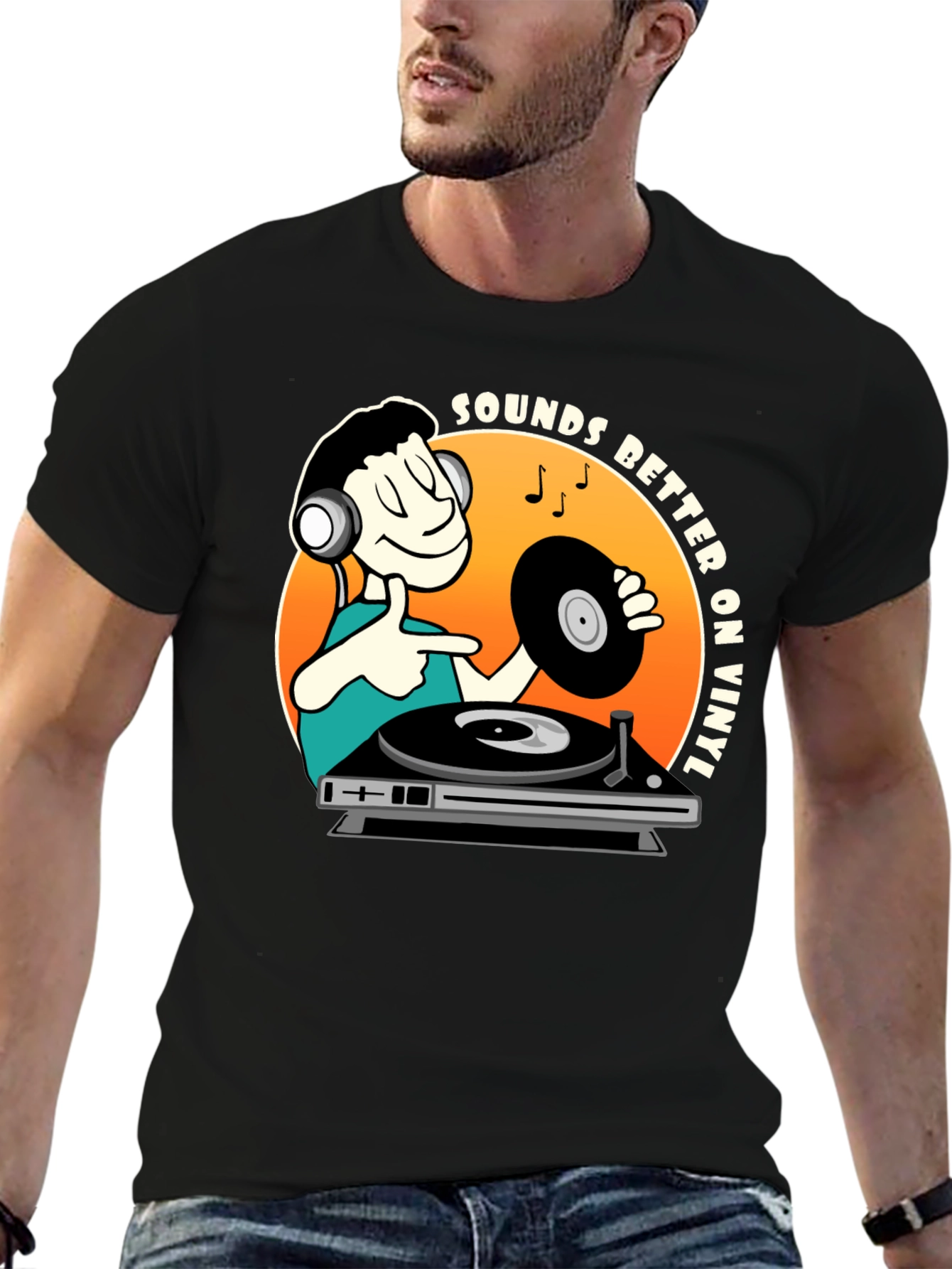 Sounds Better On Vinyl Mens Black T-Shirt