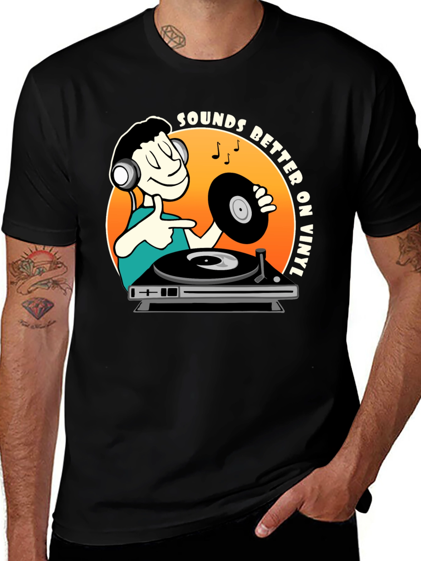 Sounds Better On Vinyl Mens Black T-Shirt