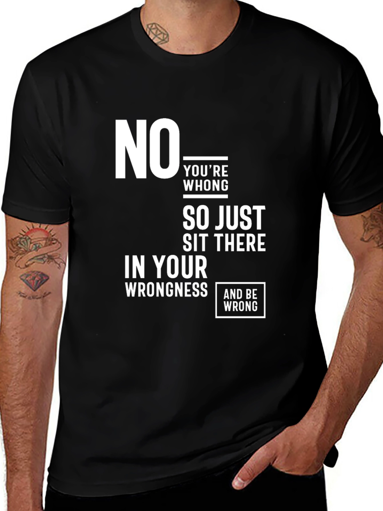 Humorous Wrongness Graphic Tee - Black