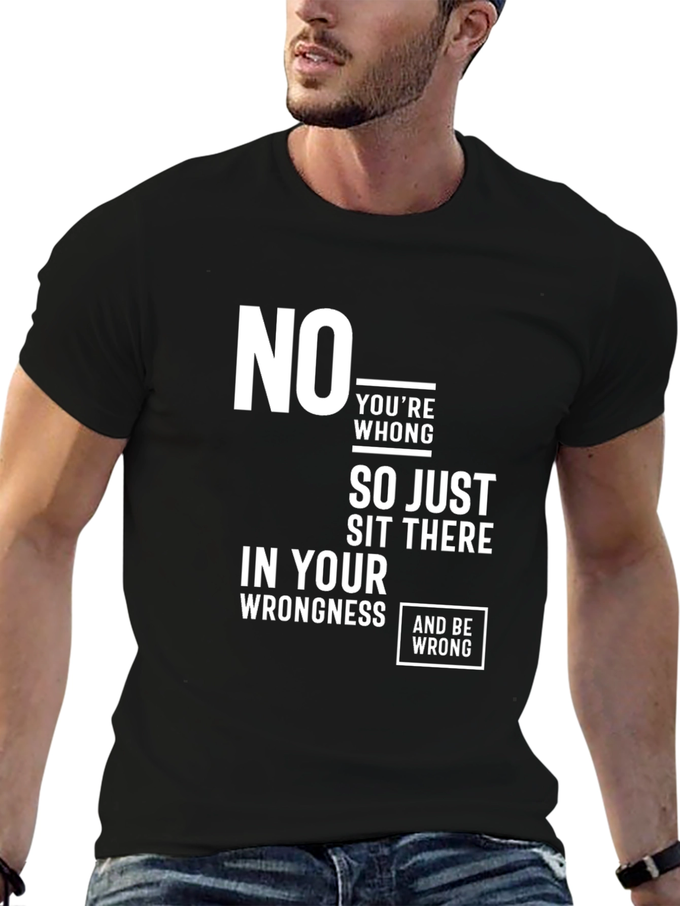 Humorous Wrongness Graphic Tee - Black