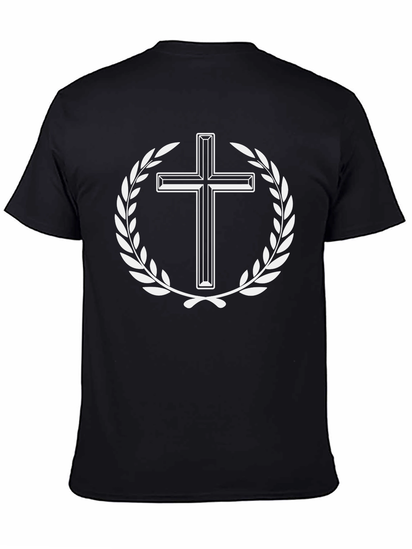 Cross Wreath Graphic Tee - Black Cotton Blend