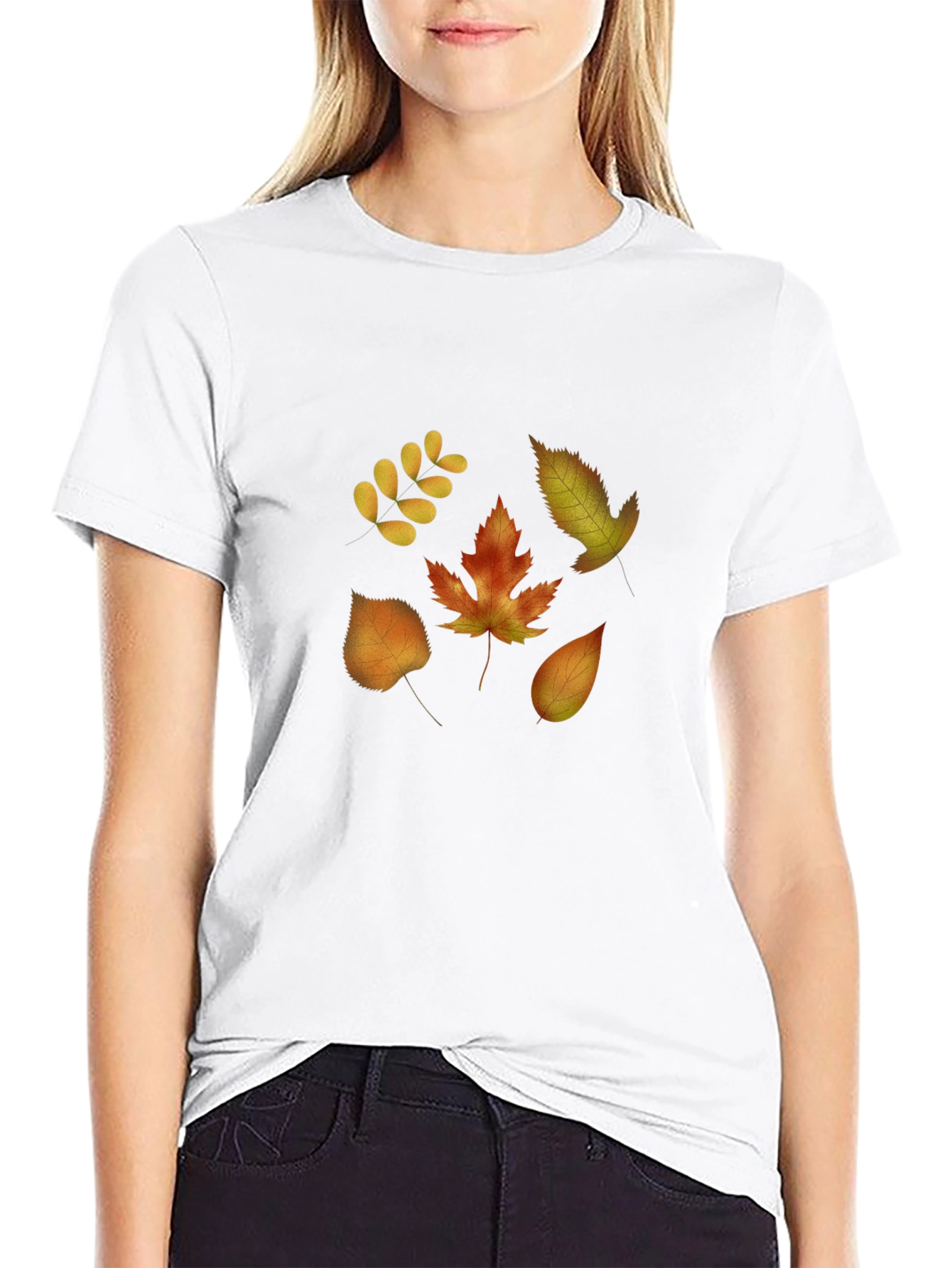 Autumn Leaves Graphic Tee - Black Short Sleeve