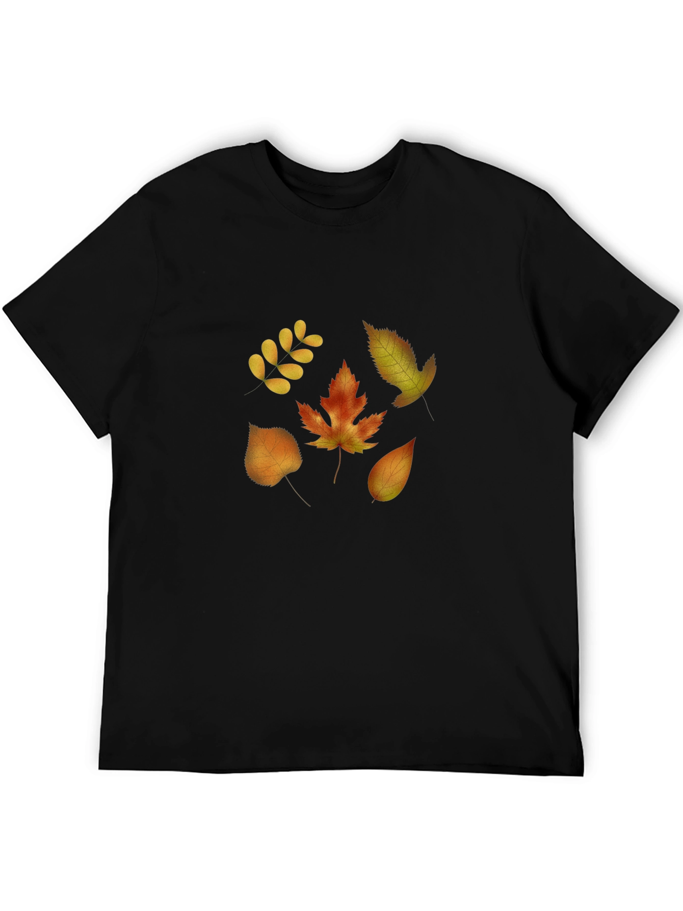 Autumn Leaves Graphic Tee - Black Short Sleeve