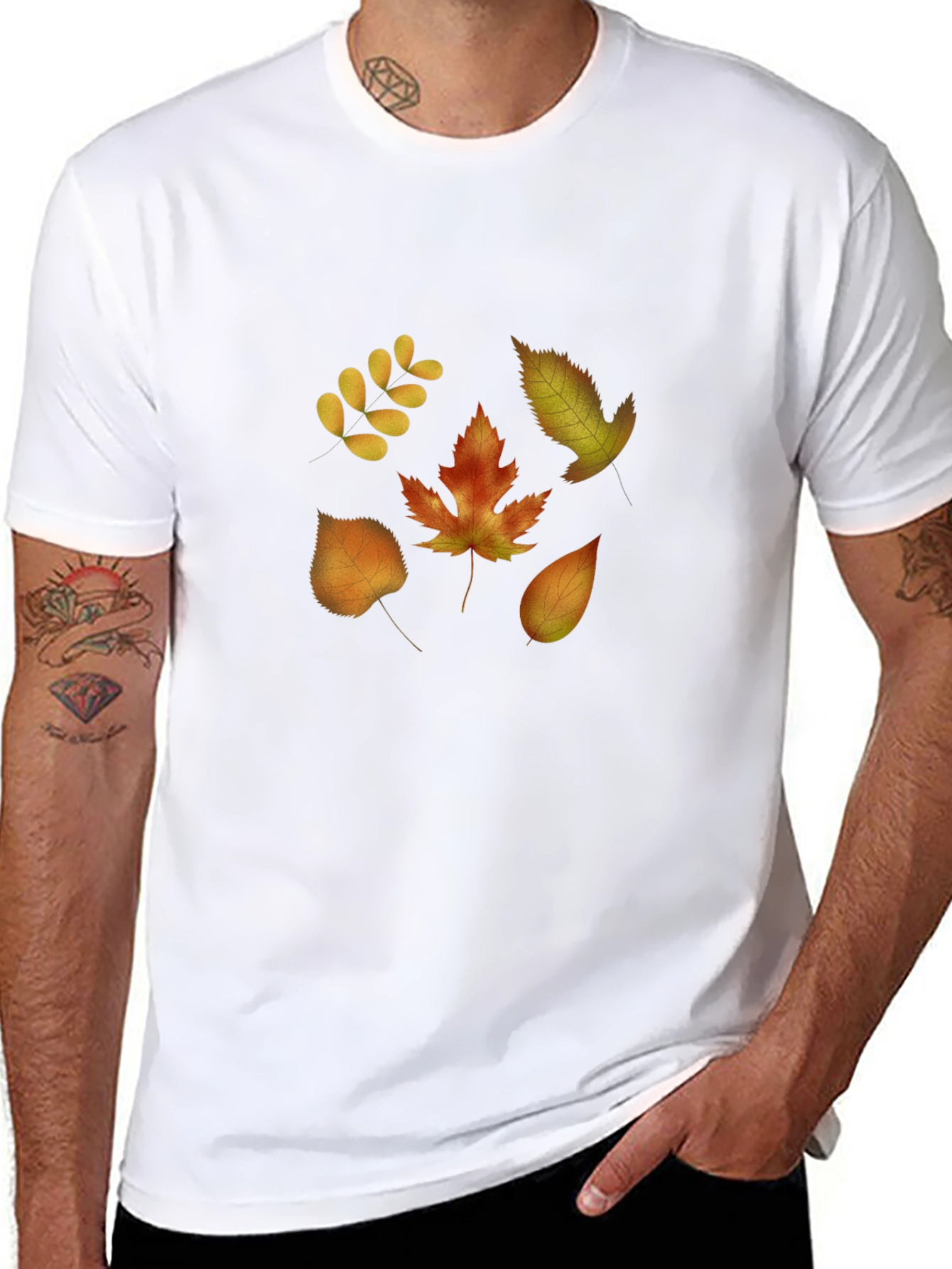 Autumn Leaves Graphic Tee - Black Short Sleeve