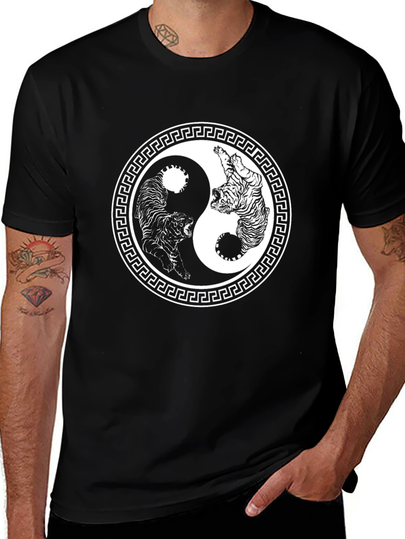 Yin Yang Tiger Graphic Tee - Classic Black T-Shirt