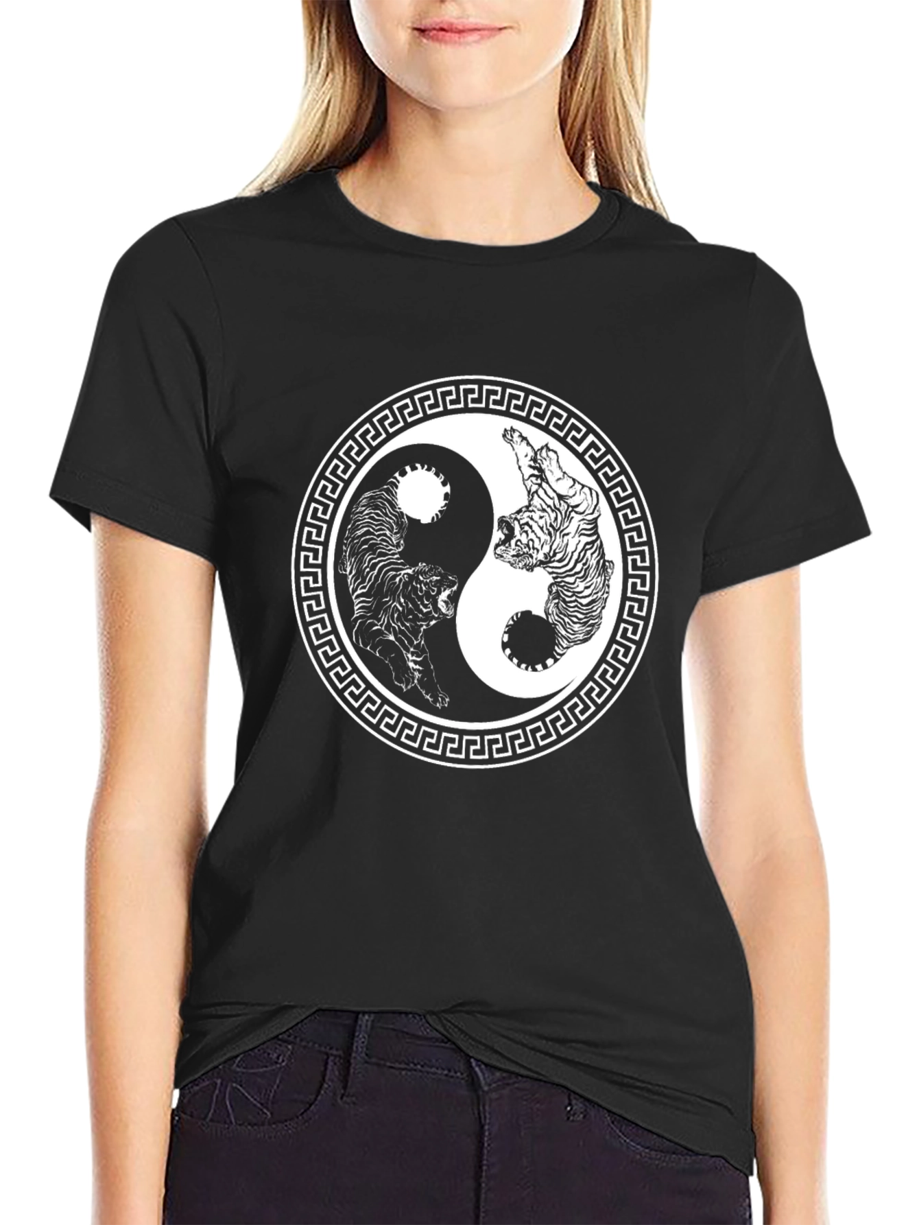 Yin Yang Tiger Graphic Tee - Classic Black T-Shirt