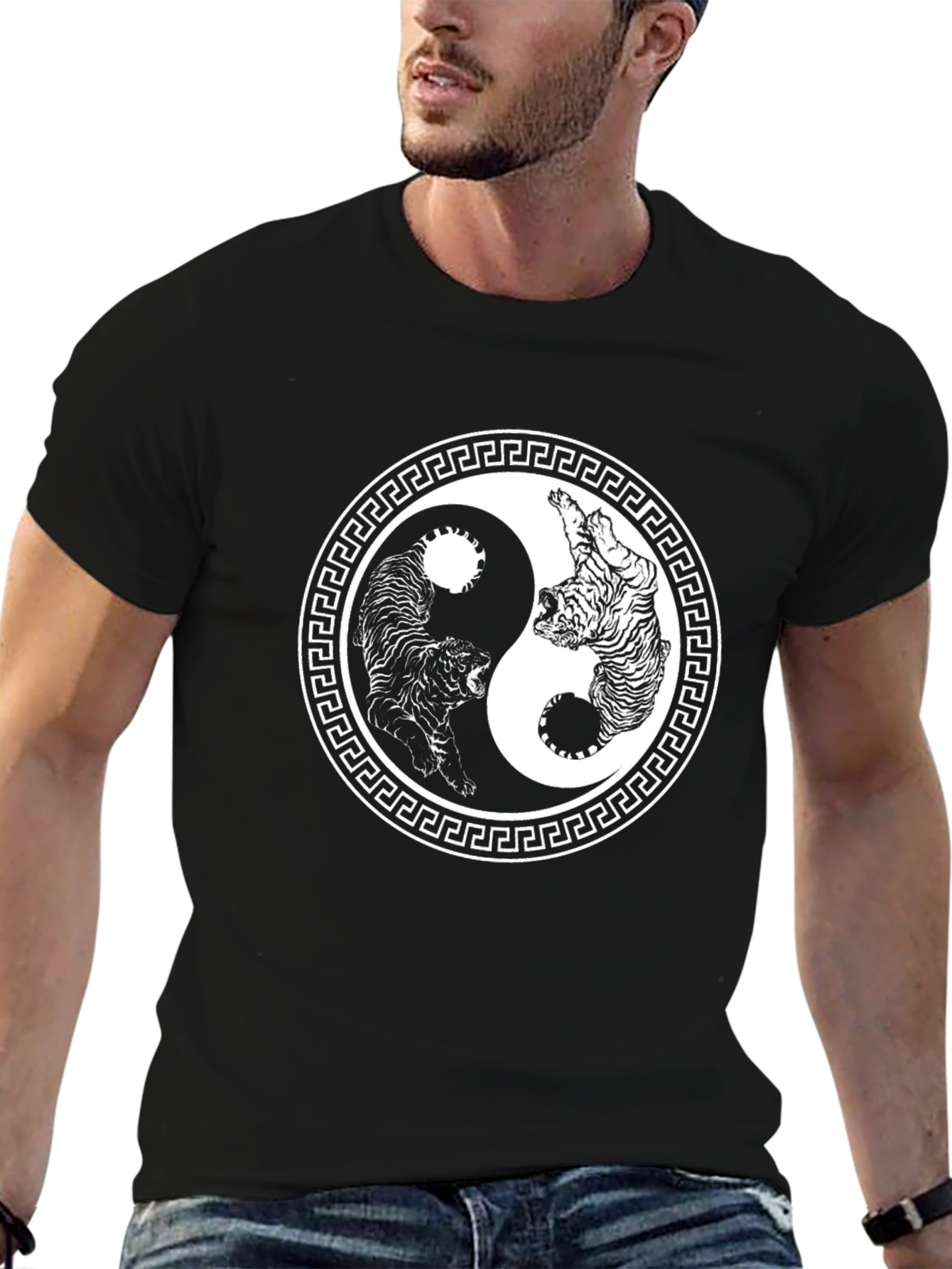 Yin Yang Tiger Graphic Tee - Classic Black T-Shirt