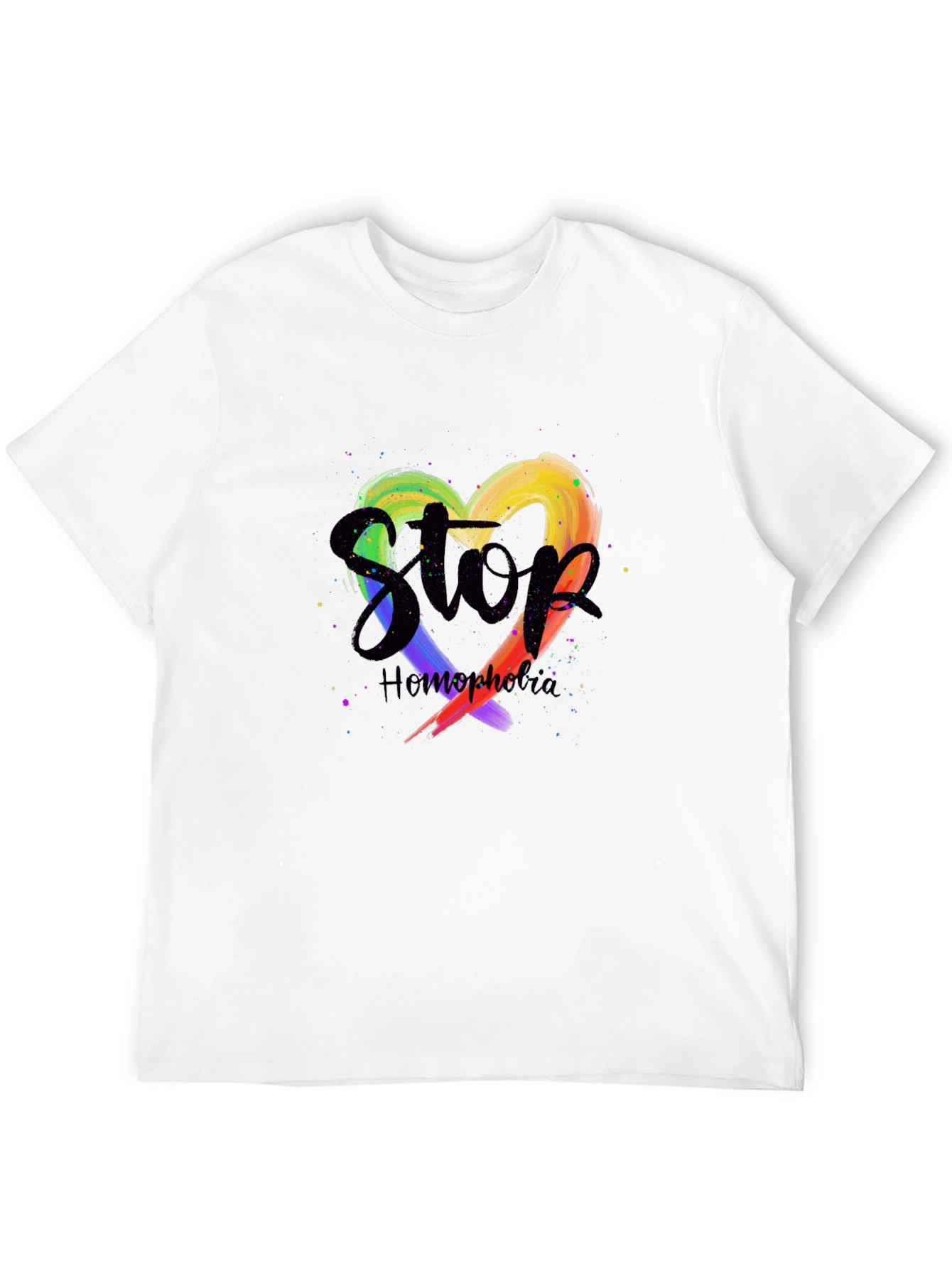 Stop Homophobia Rainbow Heart T-Shirt