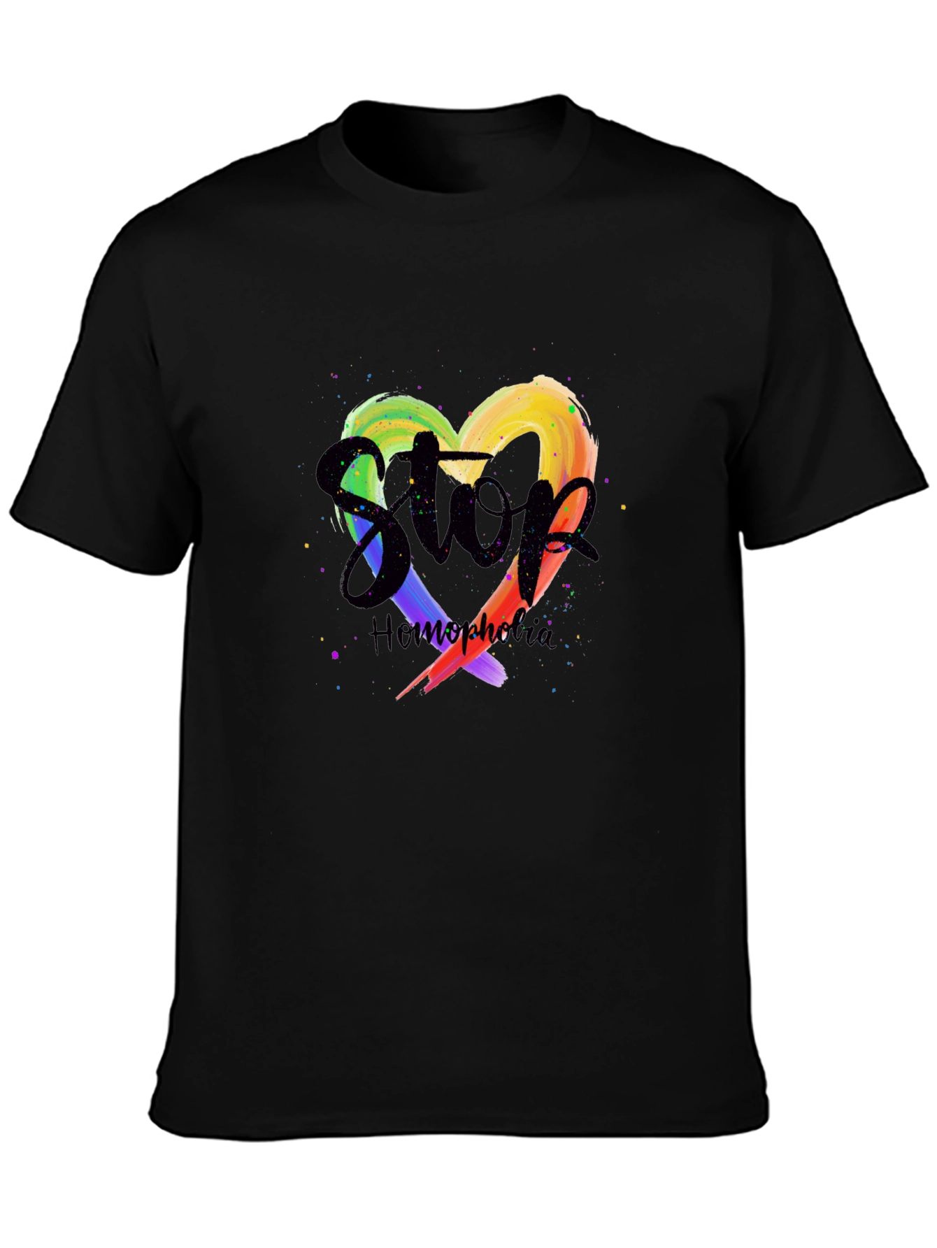 Stop Homophobia Rainbow Heart T-Shirt