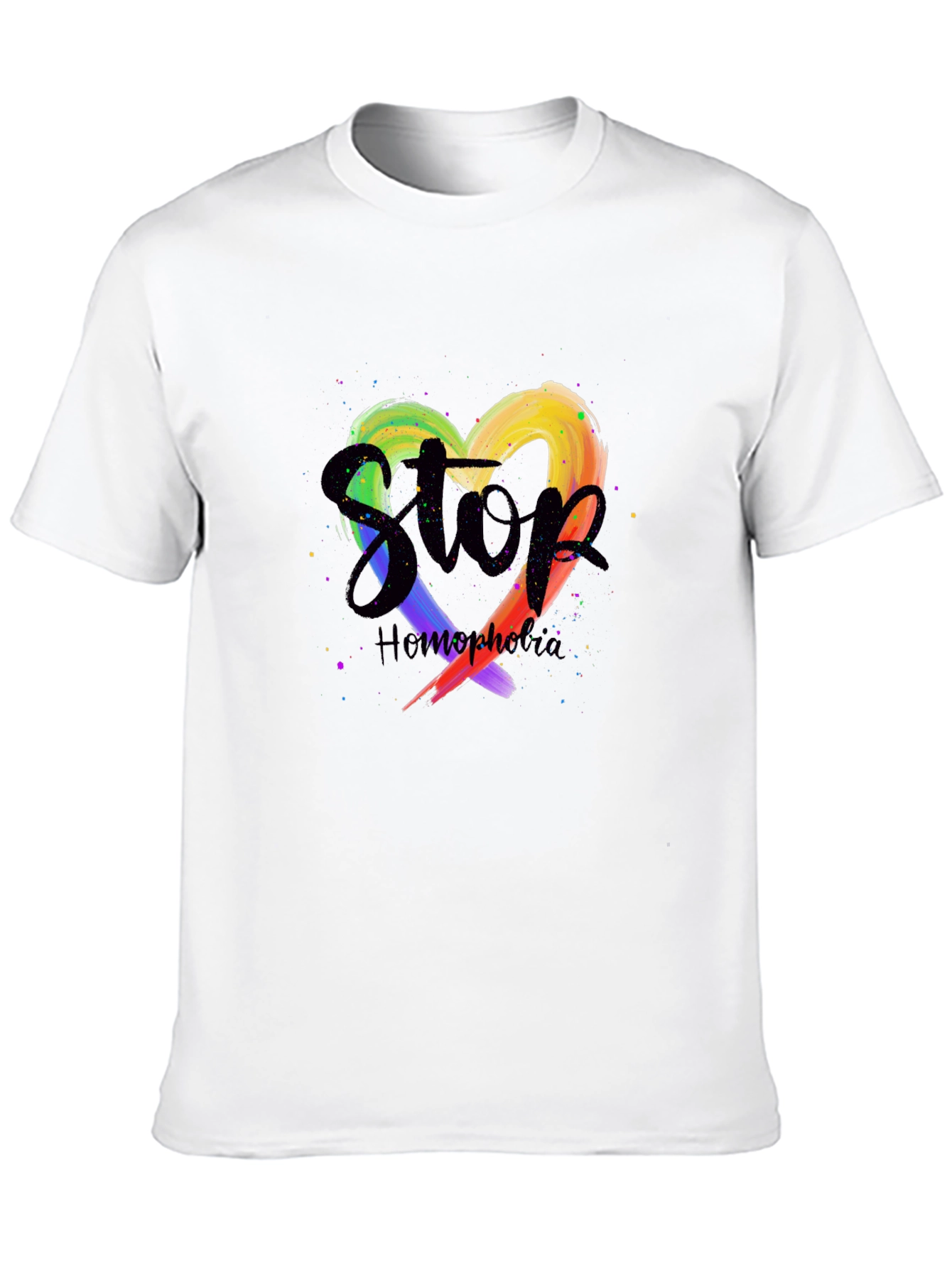 Stop Homophobia Rainbow Heart T-Shirt