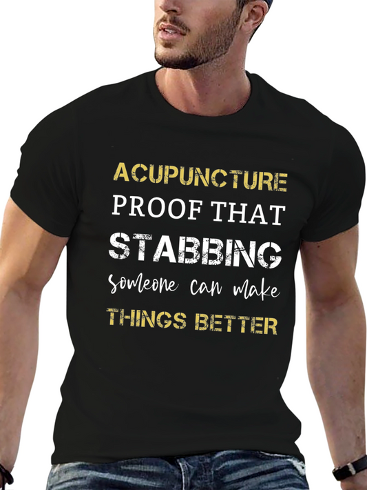 Acupuncture Stabbing Humor Graphic Tee - Funny T-Shirt