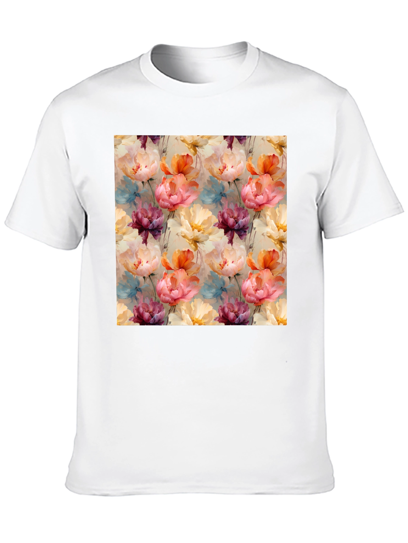 Floral Print Mens Black T-Shirt