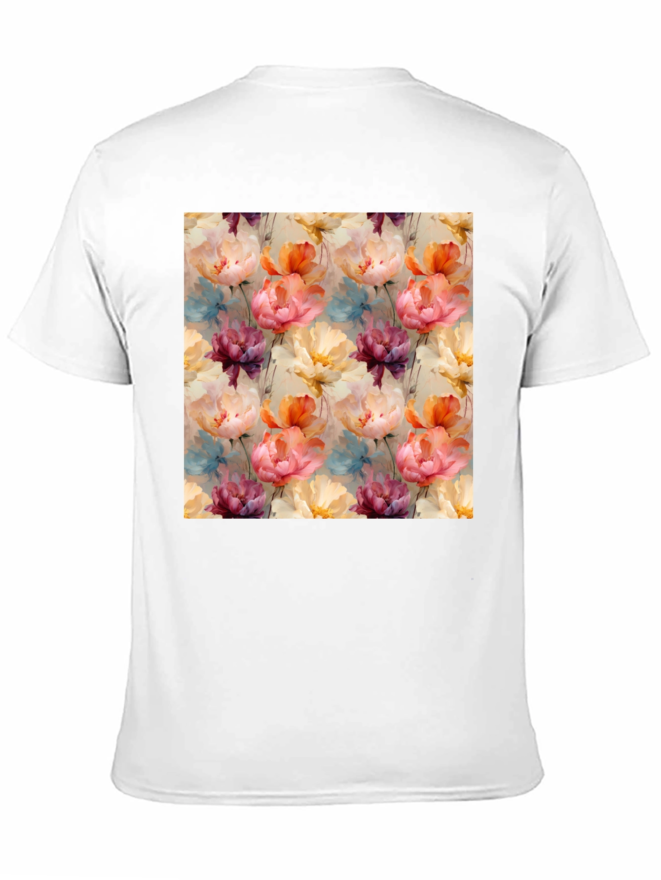Floral Print Mens Black T-Shirt