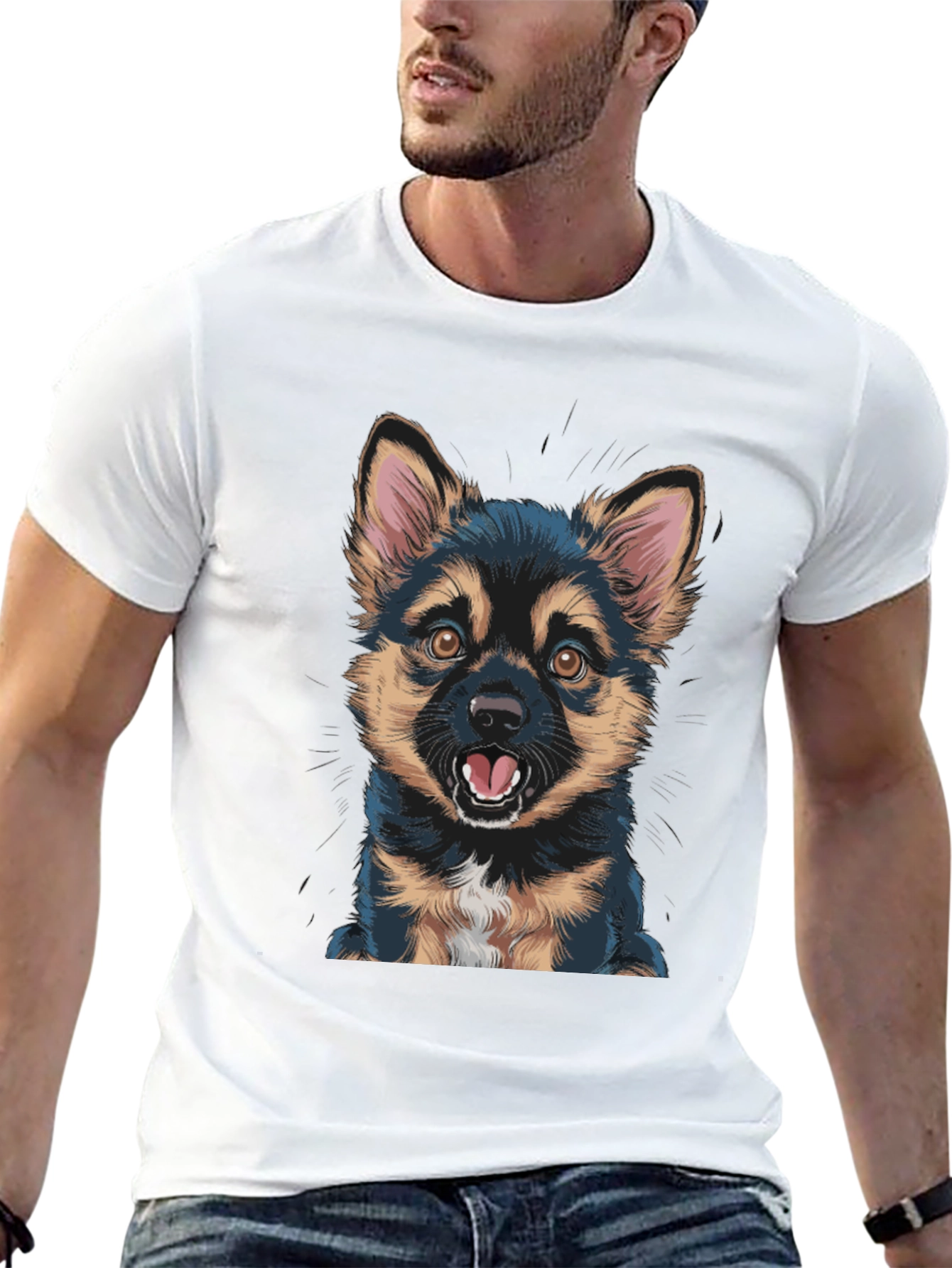 Cute Puppy Graphic Black T-Shirt