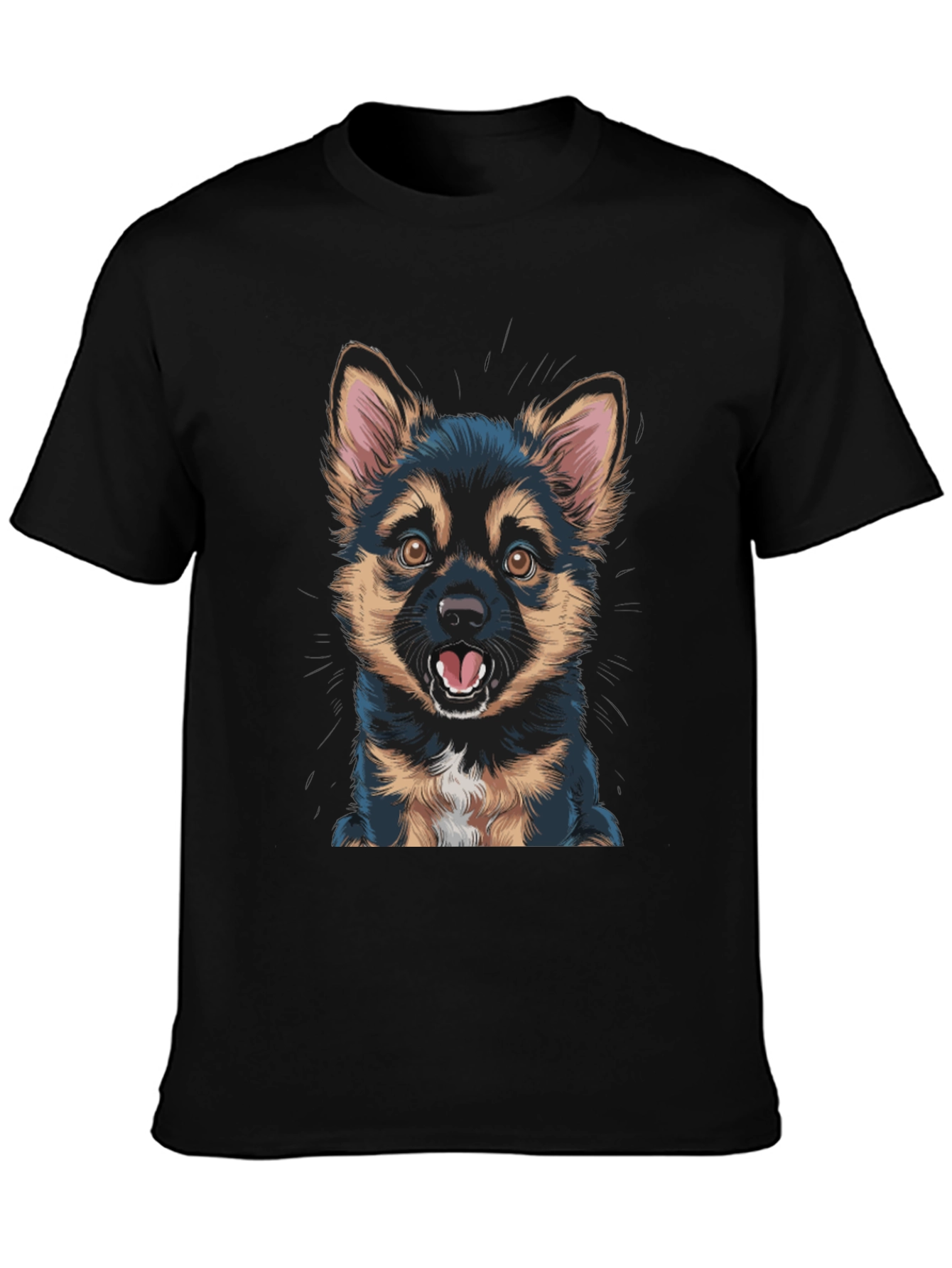 Cute Puppy Graphic Black T-Shirt