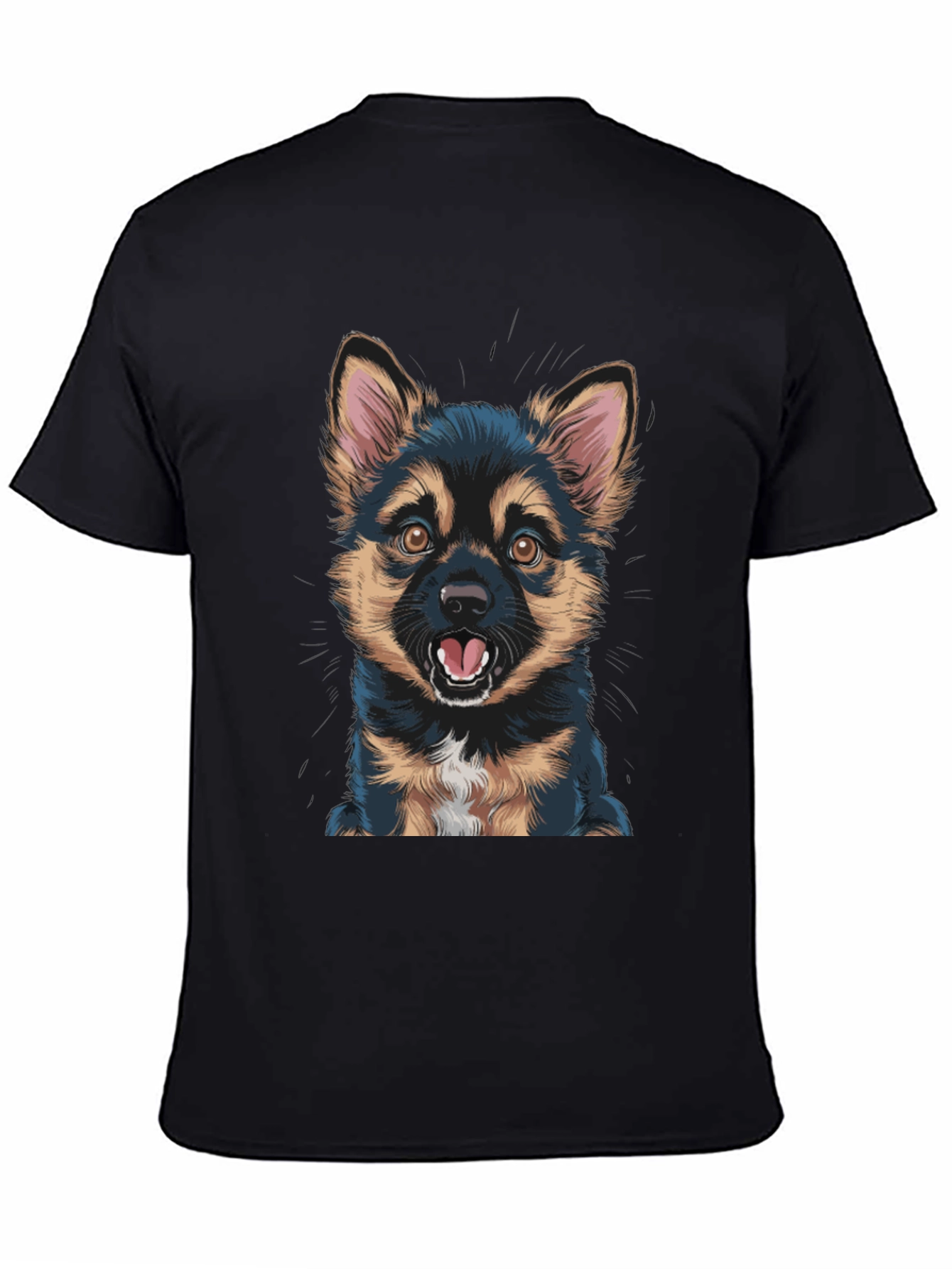 Cute Puppy Graphic Black T-Shirt