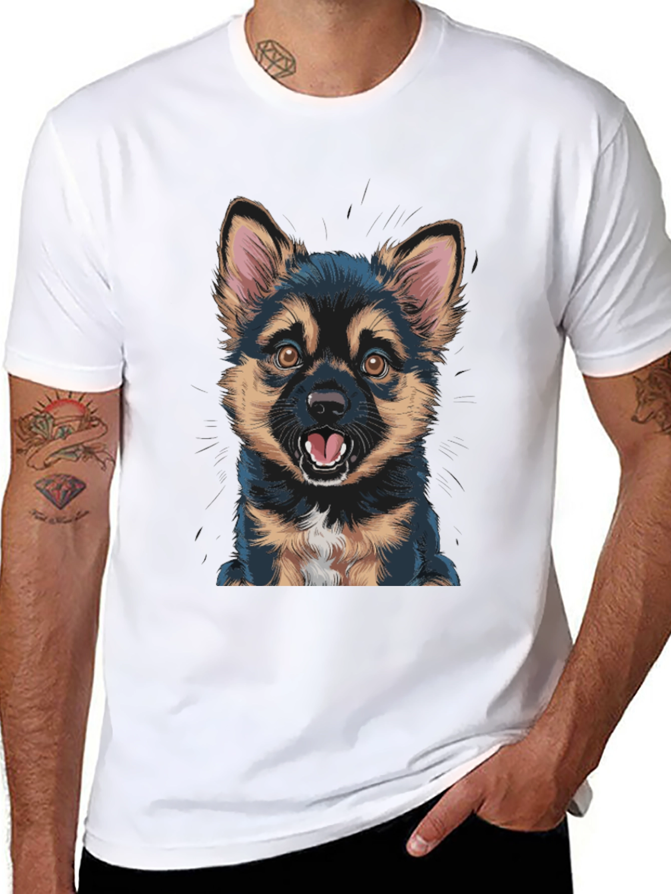 Cute Puppy Graphic Black T-Shirt