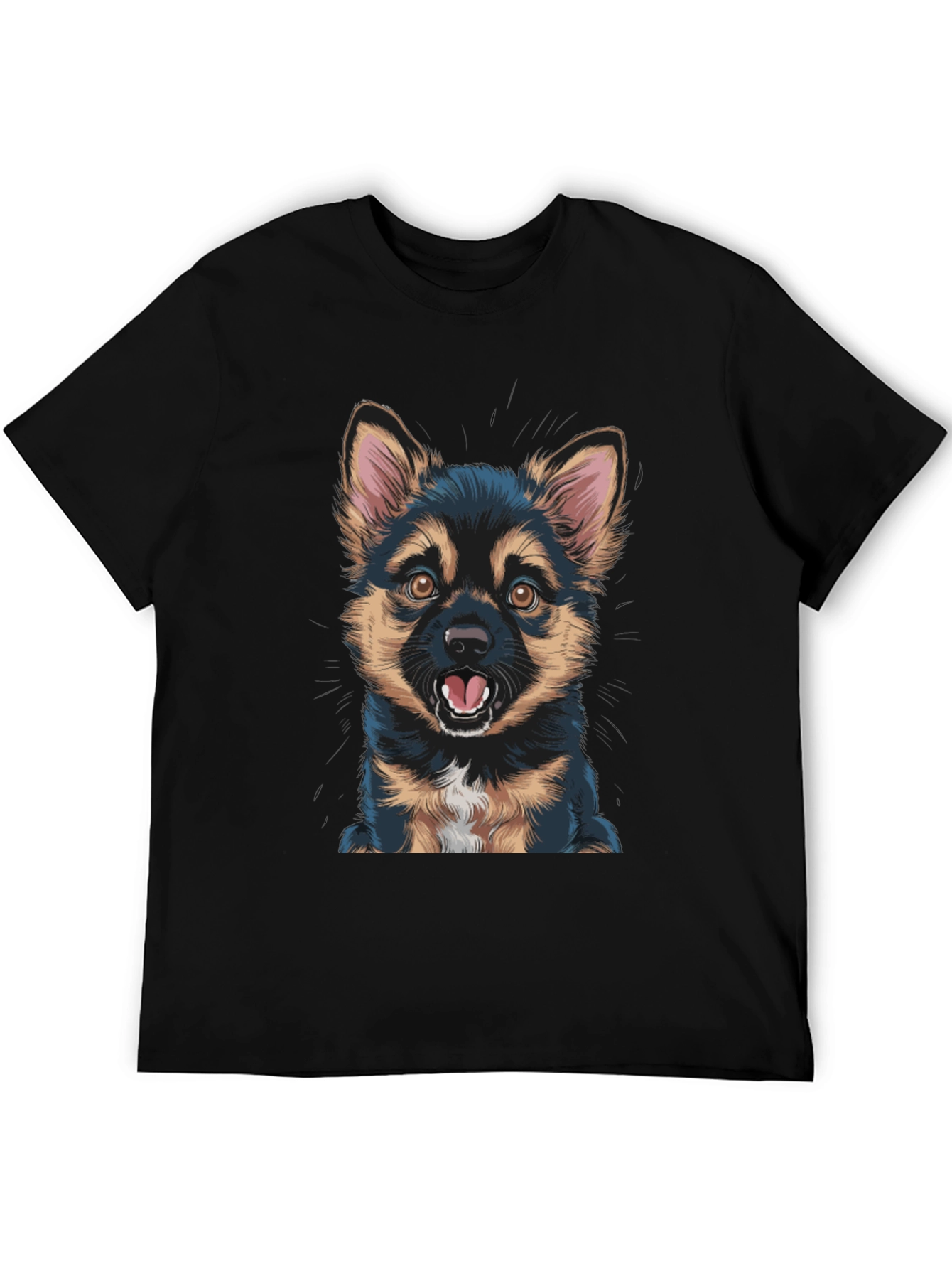 Cute Puppy Graphic Black T-Shirt