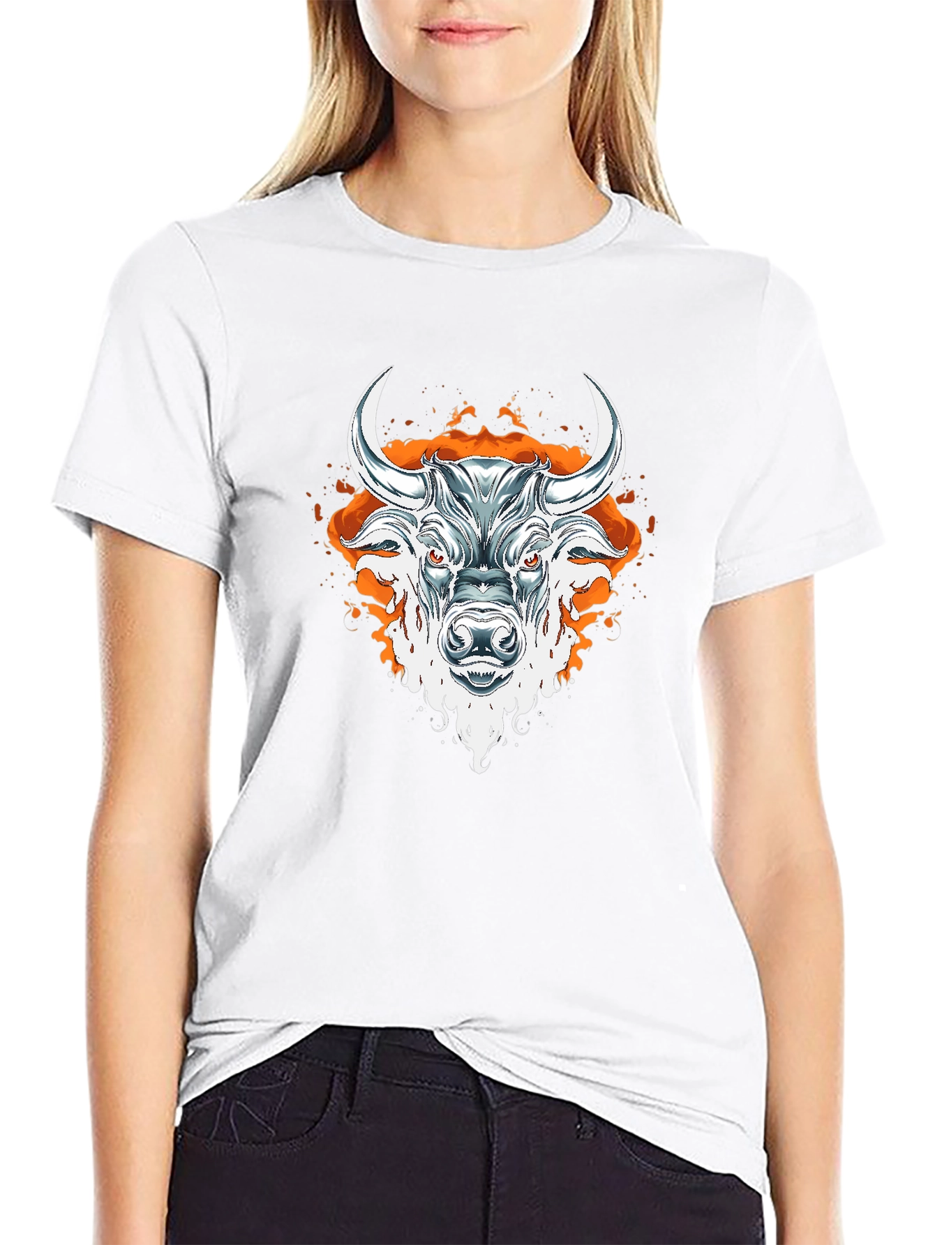 Fiery Bull Graphic Tee - Bold Black T-Shirt