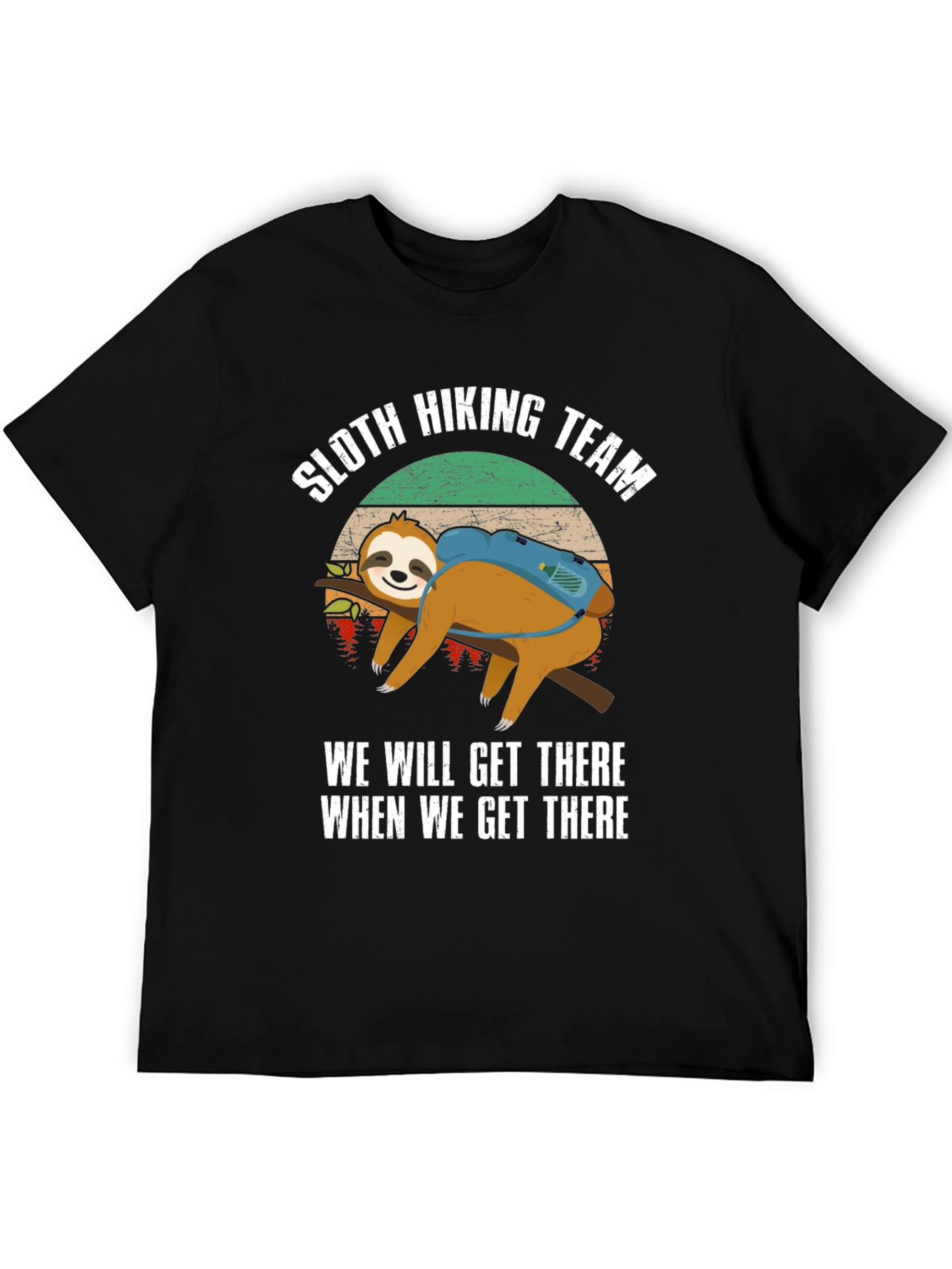 Sloth Hiking Team Funny Graphic T-Shirt