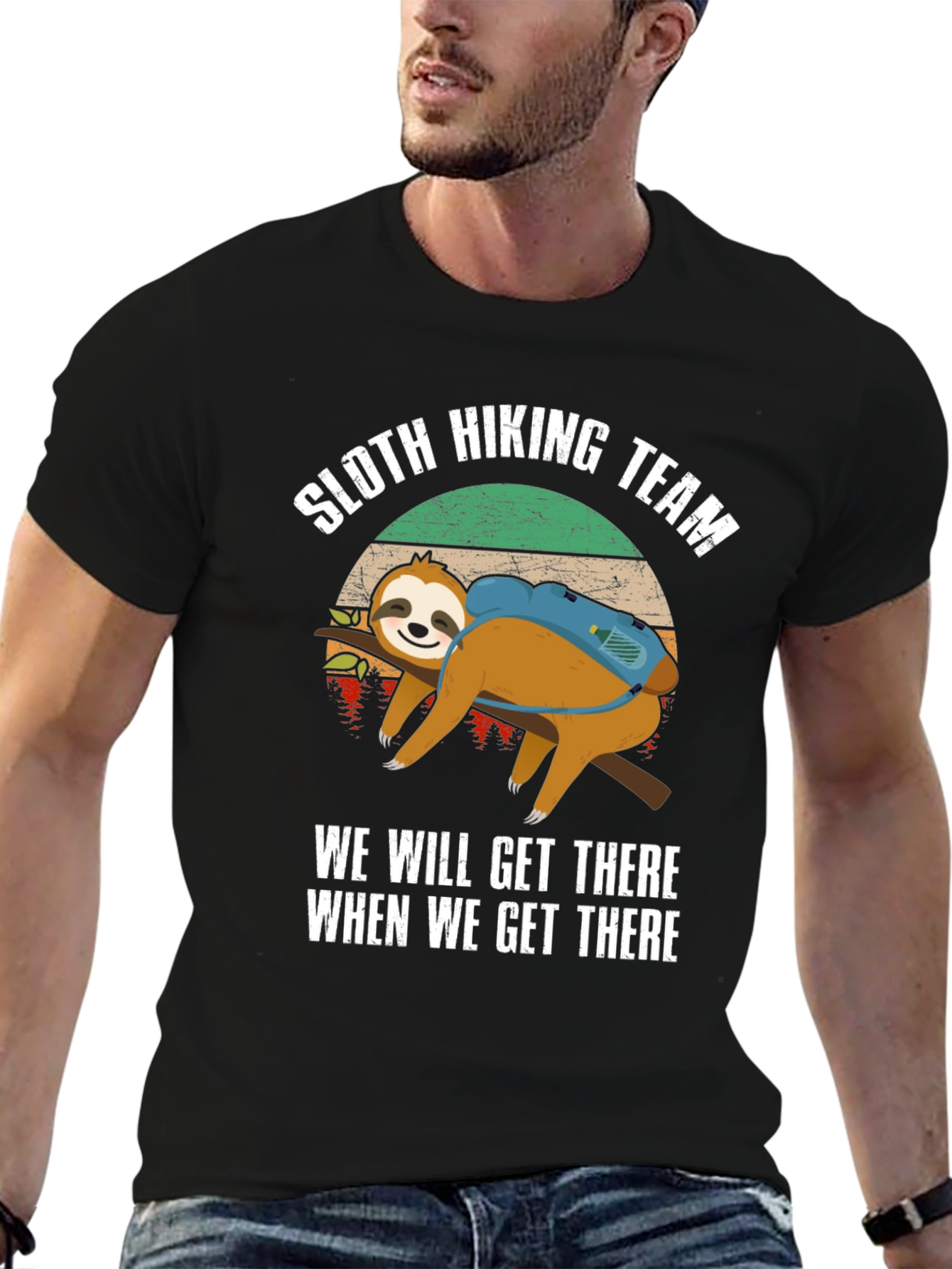 Sloth Hiking Team Funny Graphic T-Shirt