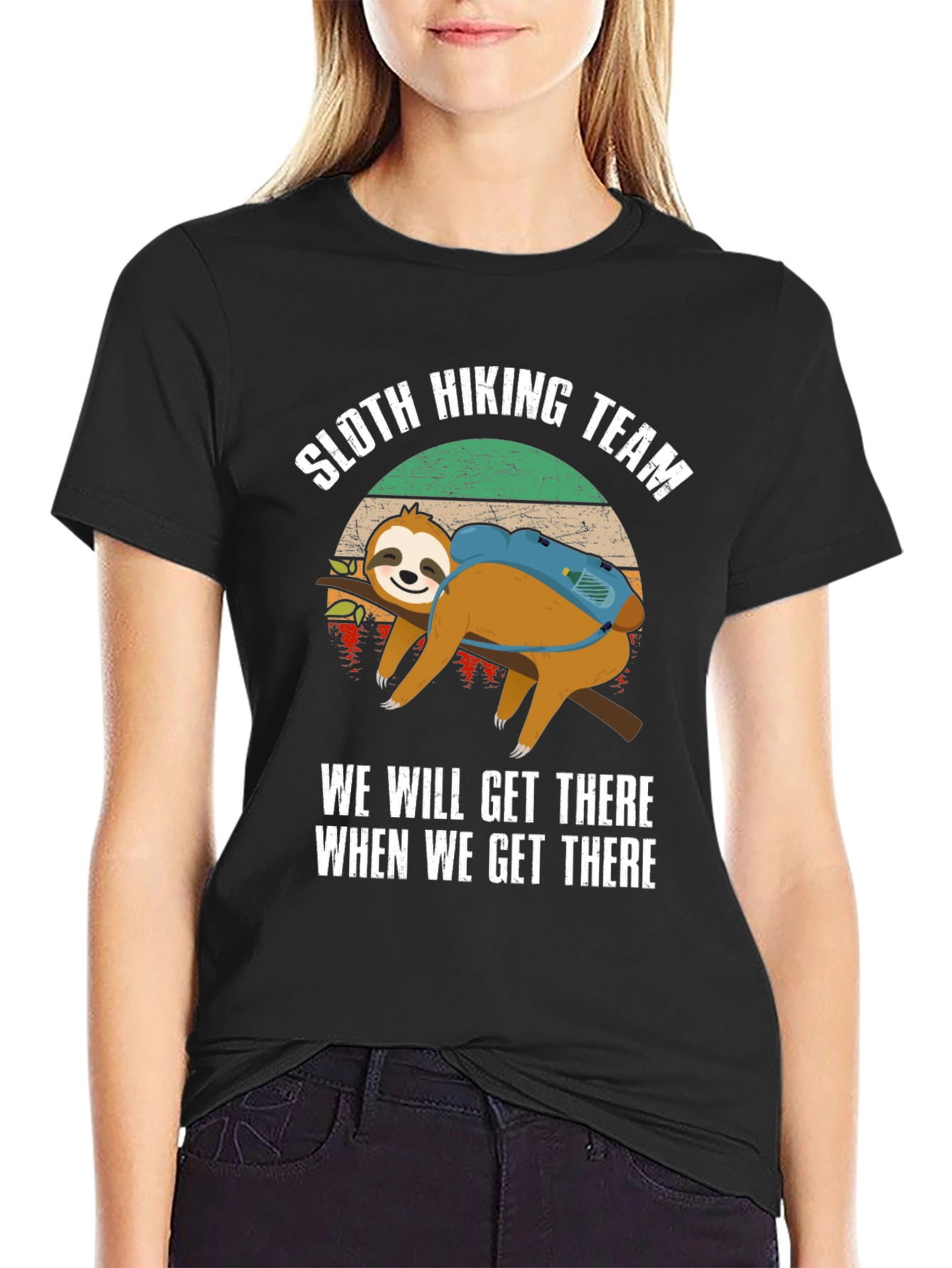 Sloth Hiking Team Funny Graphic T-Shirt