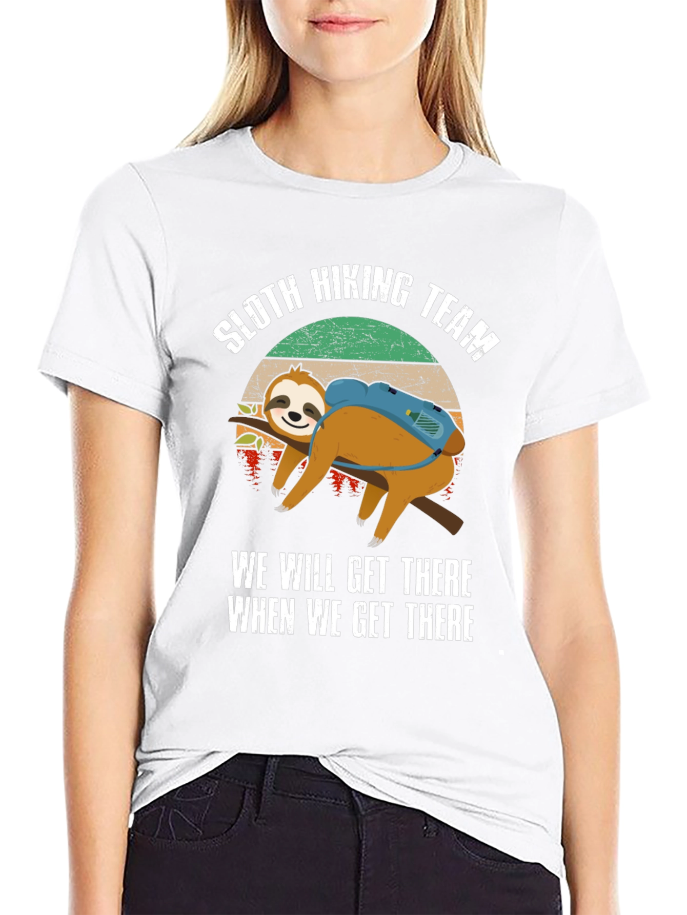 Sloth Hiking Team Funny Graphic T-Shirt