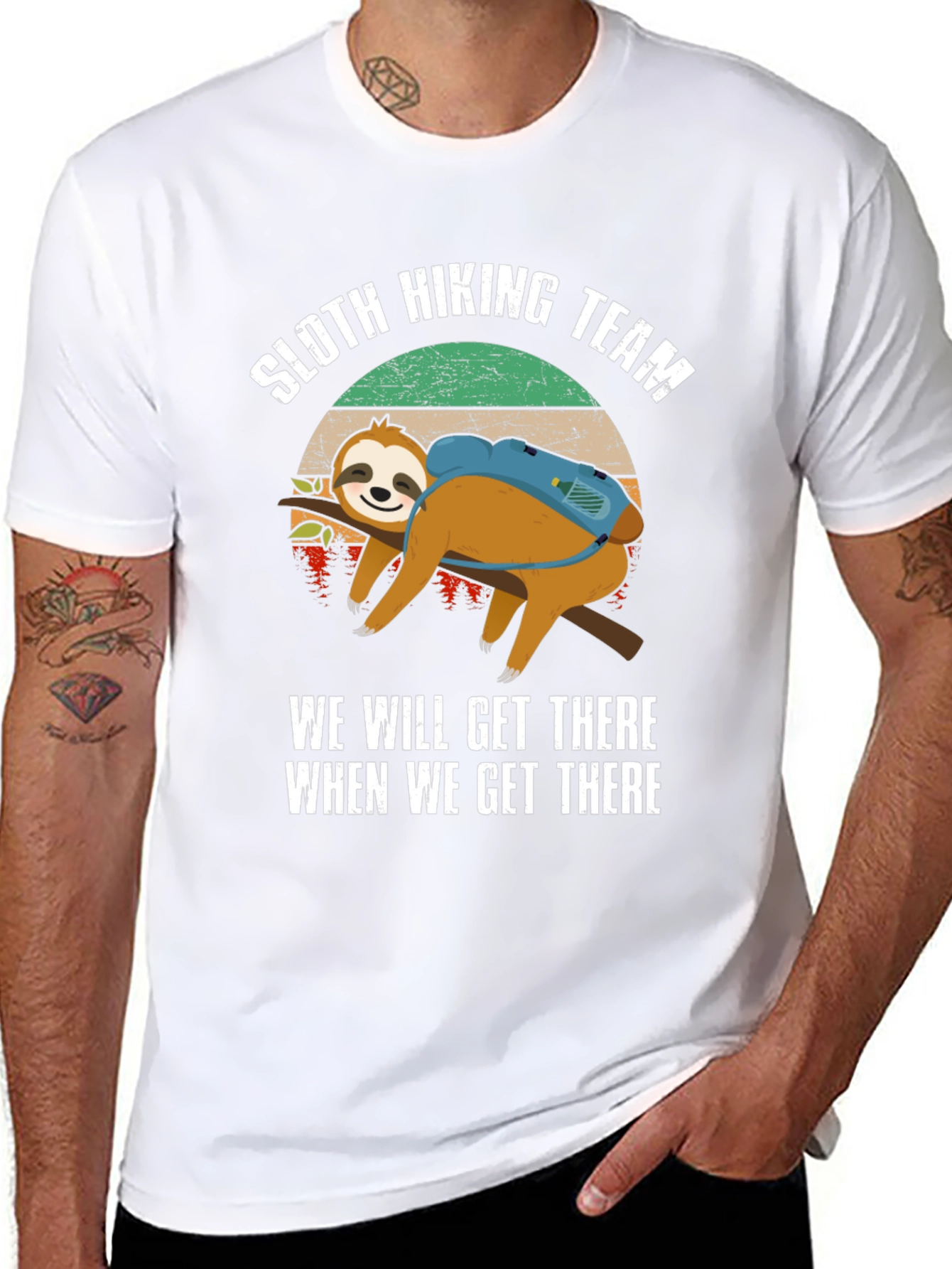 Sloth Hiking Team Funny Graphic T-Shirt