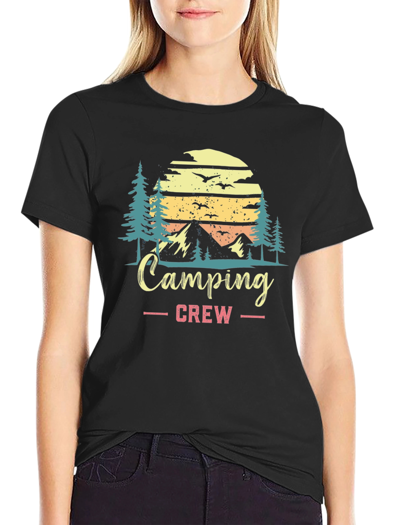 Camping Crew Black Graphic T-Shirt