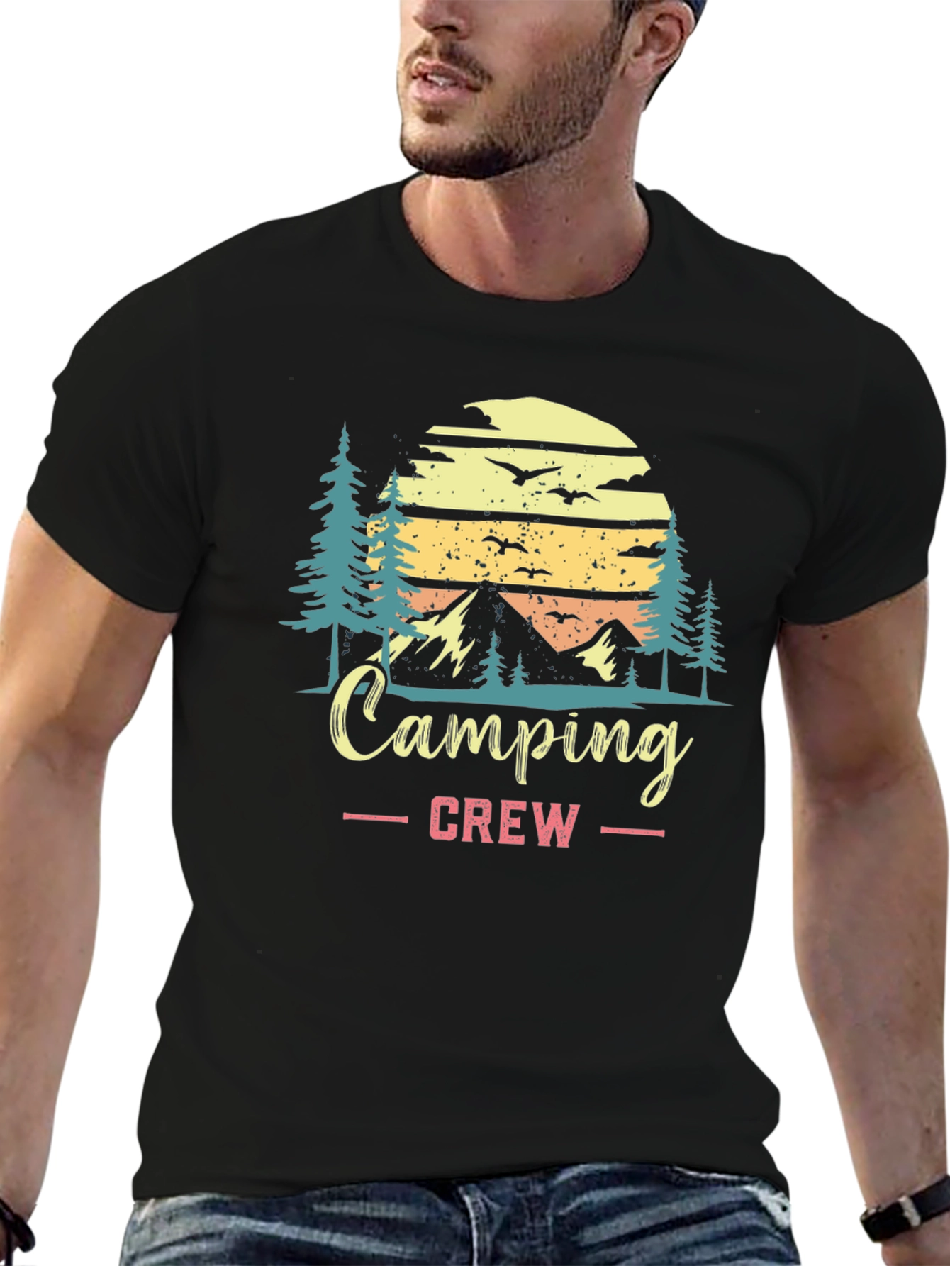 Camping Crew Black Graphic T-Shirt