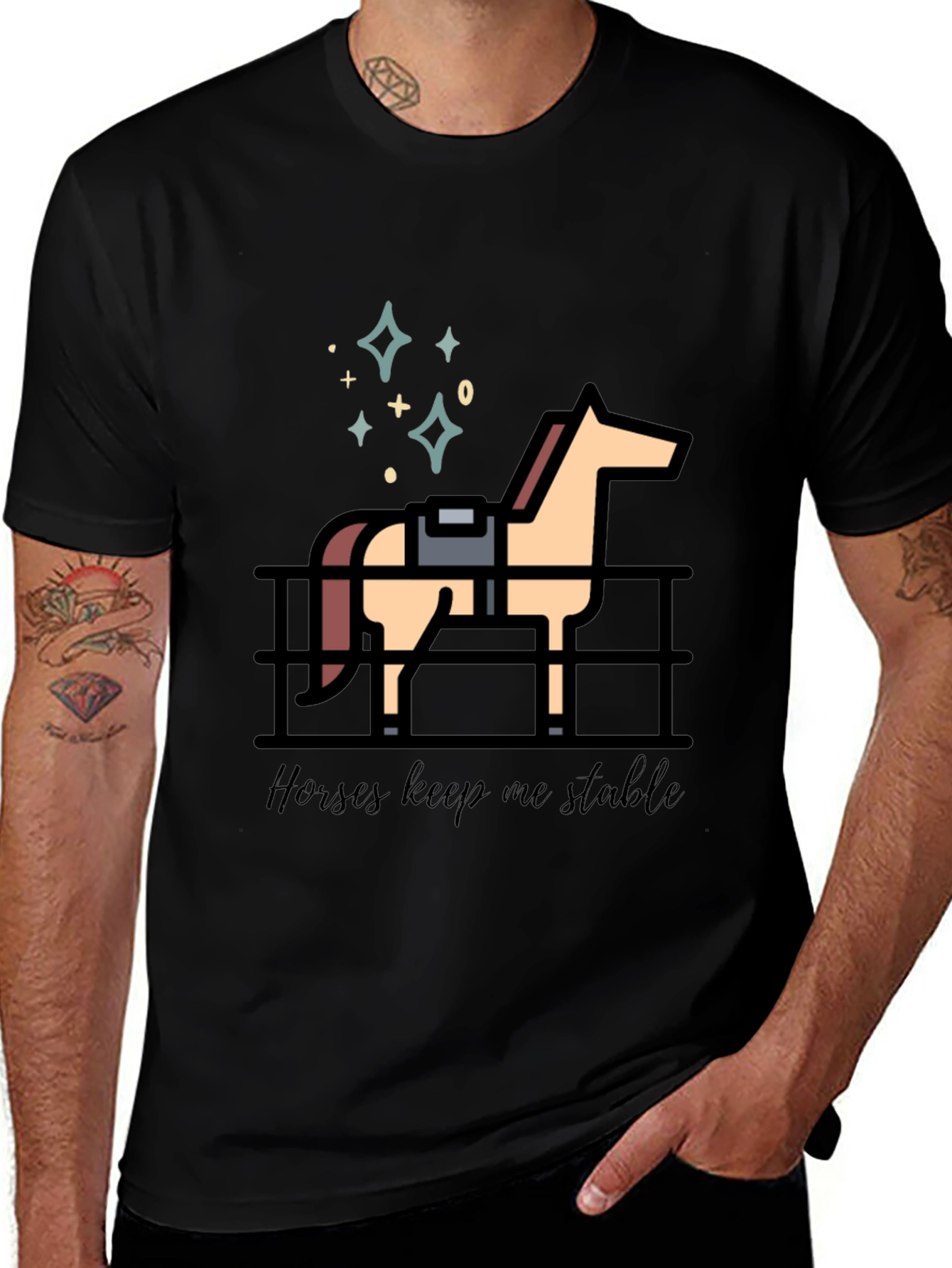 Horses Keep Me Stable Graphic T-Shirt