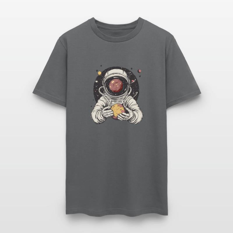 An astronaut holds the planet in his hands