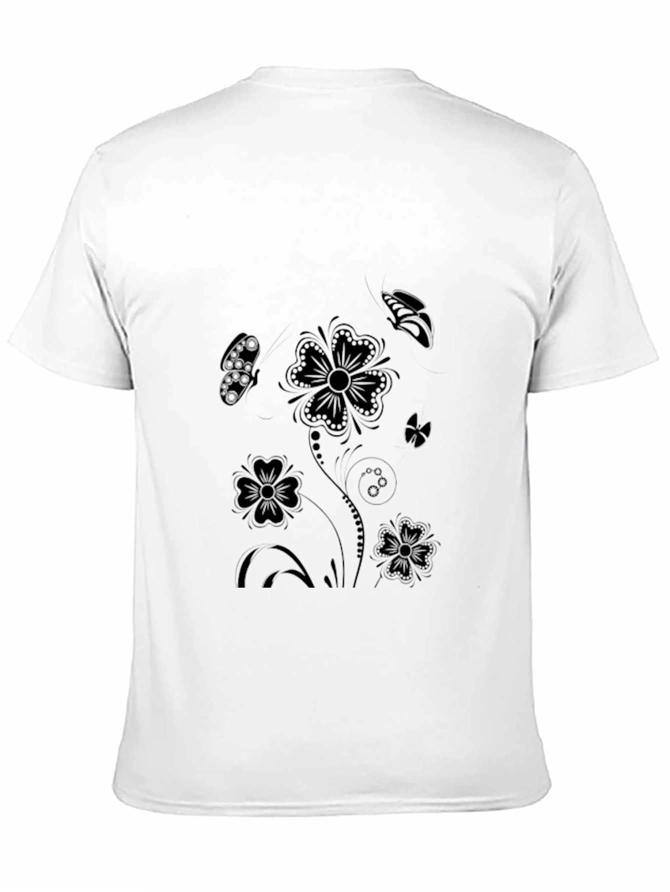 Black Floral Graphic Print Mens T-Shirt