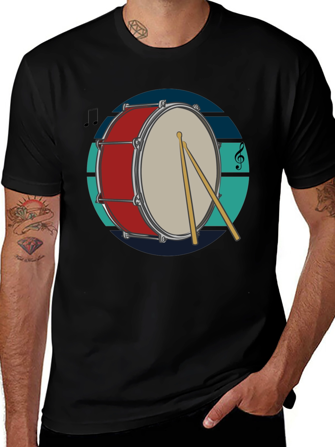 Drum Design Black T-Shirt