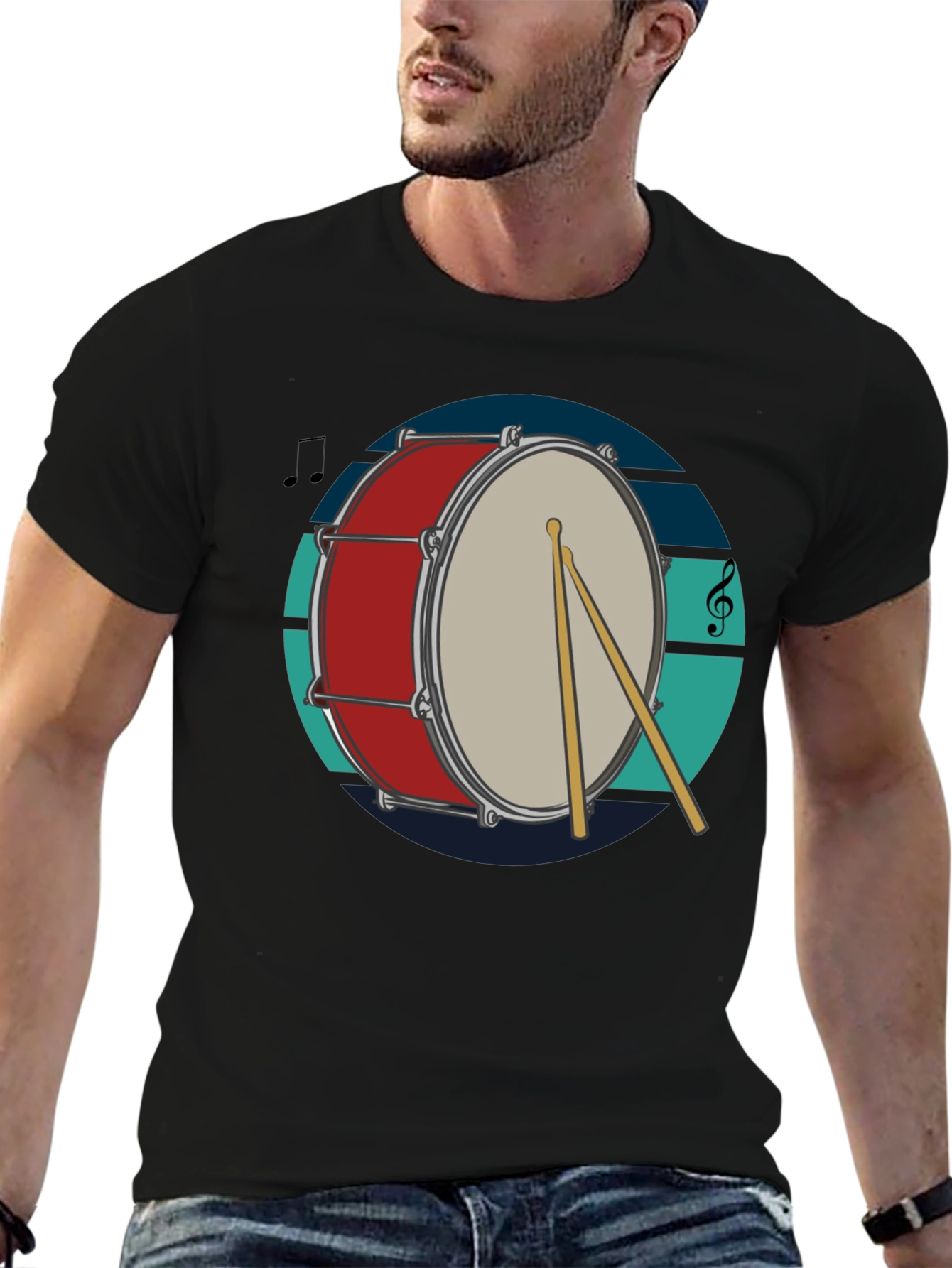 Drum Design Black T-Shirt