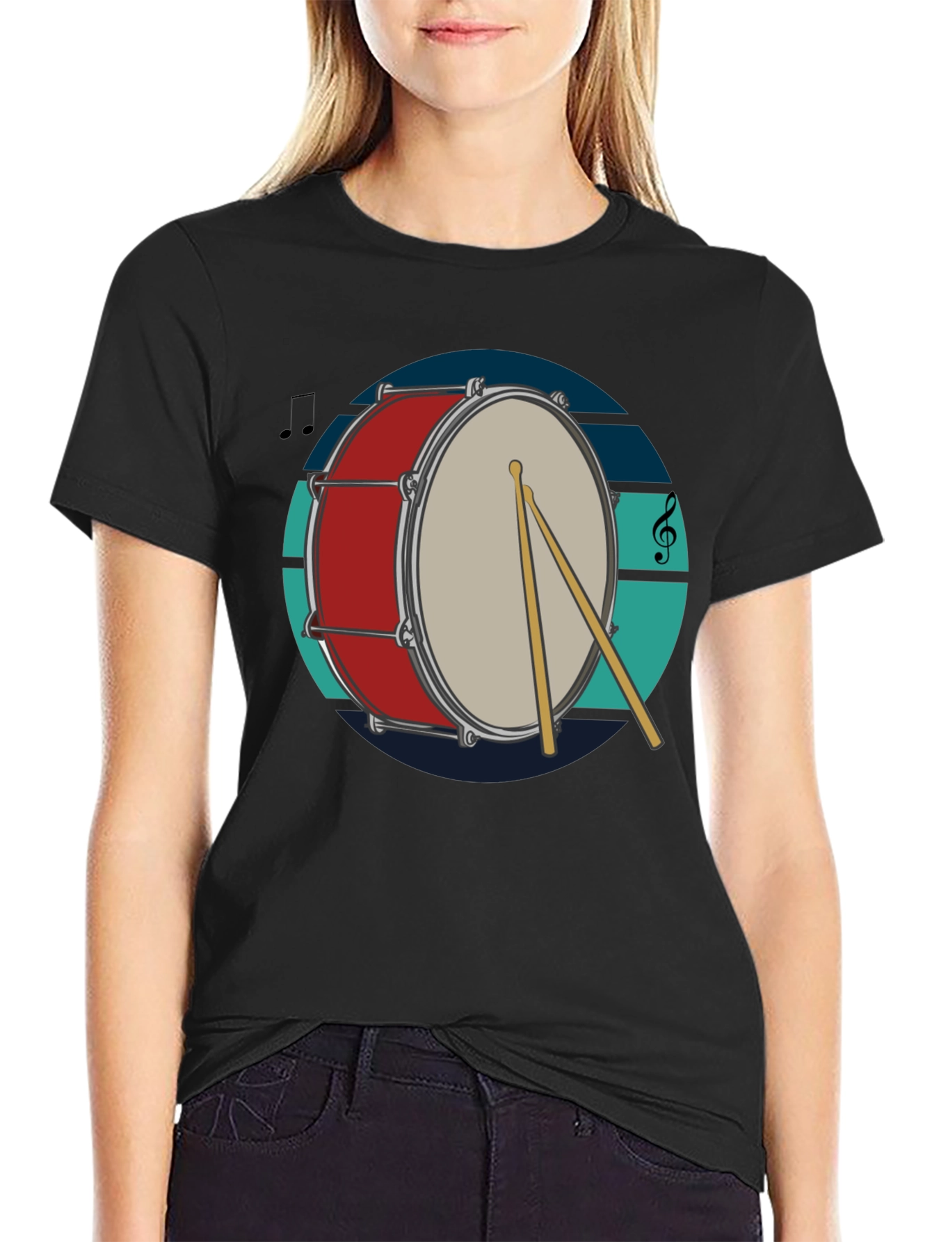 Drum Design Black T-Shirt