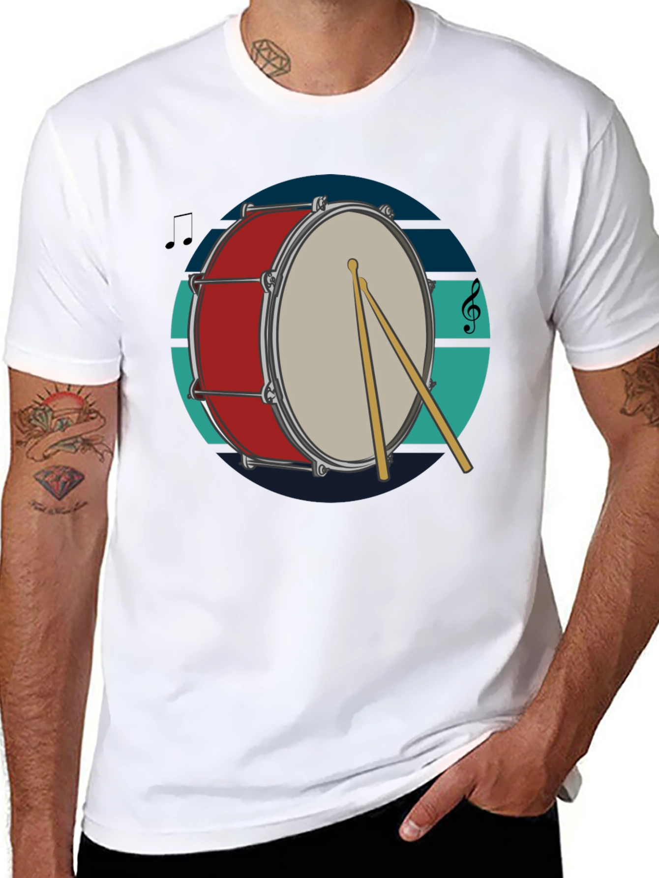 Drum Design Black T-Shirt