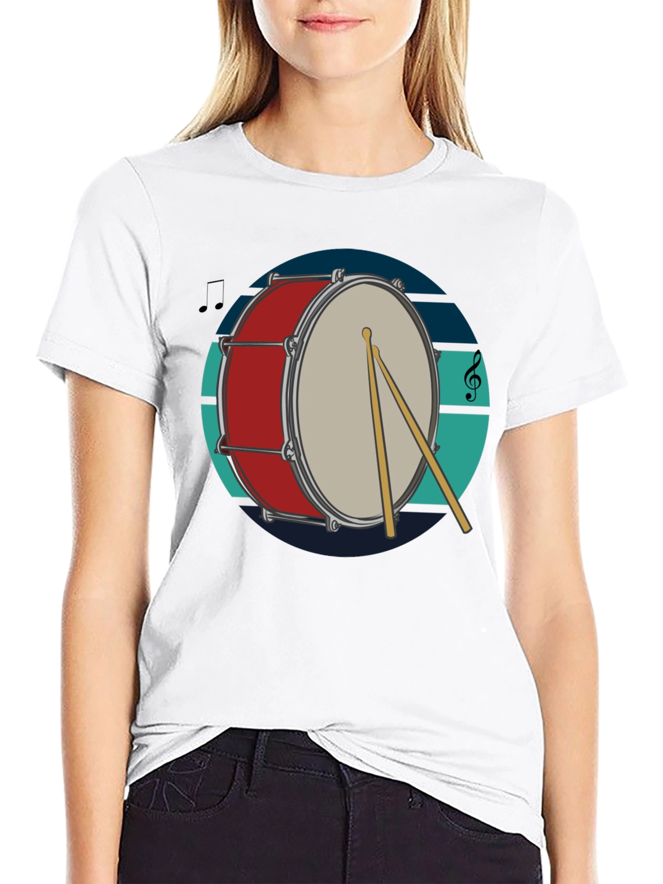 Drum Design Black T-Shirt