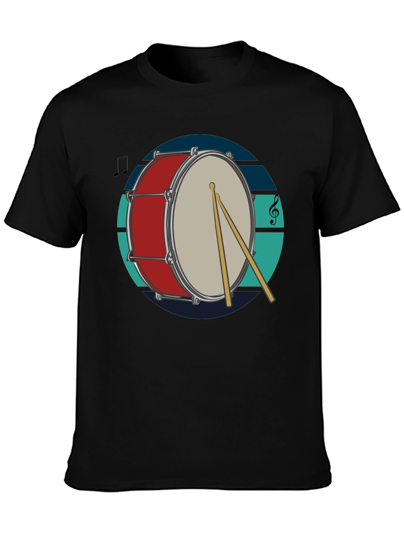 Drum Design Black T-Shirt