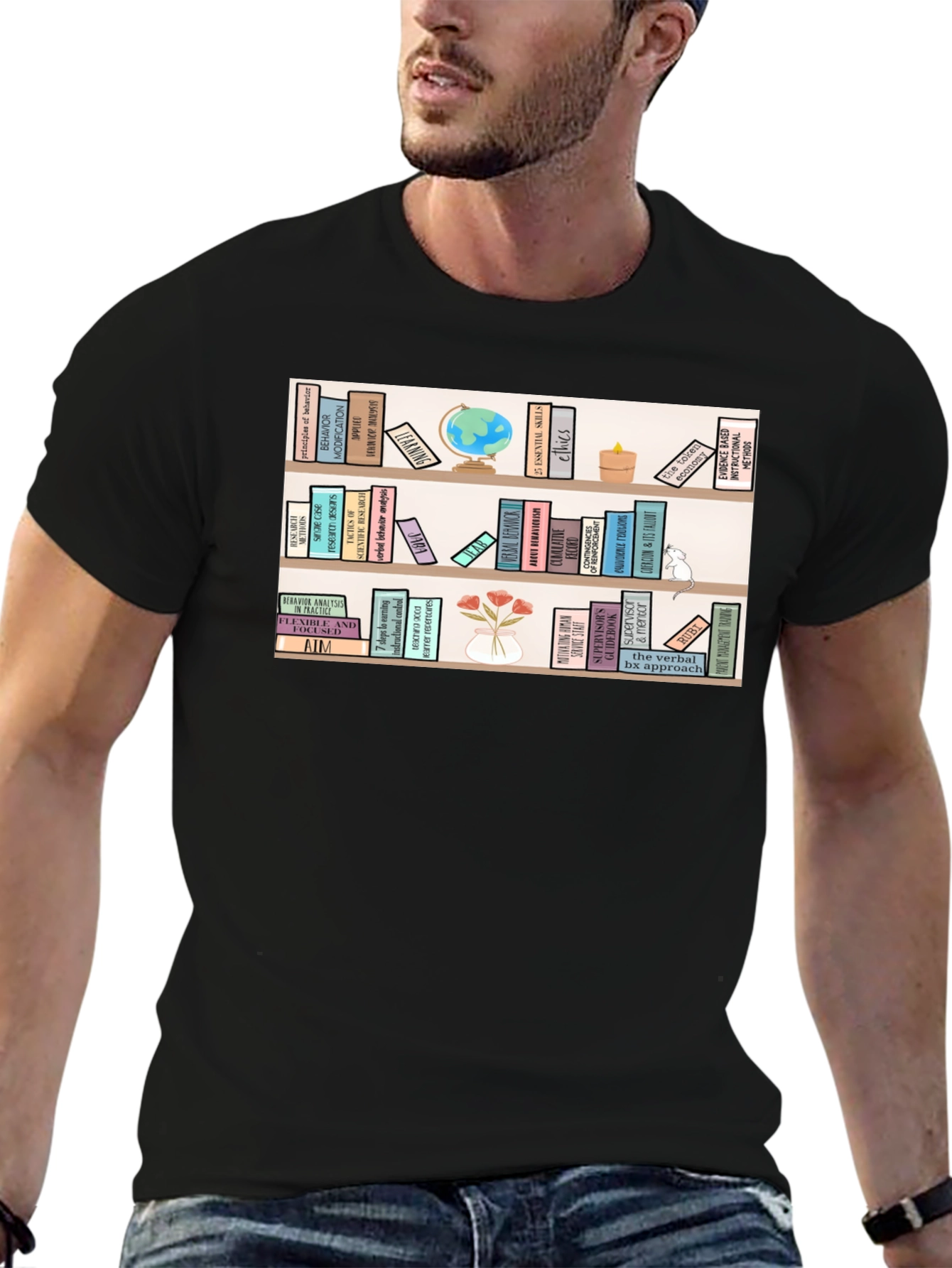 Bookworm T-Shirt | Library Bookshelf Design