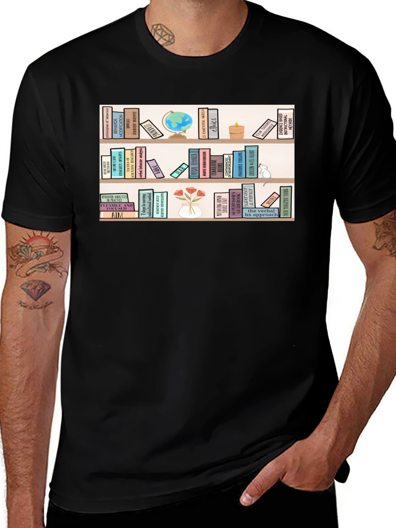 Bookworm T-Shirt | Library Bookshelf Design