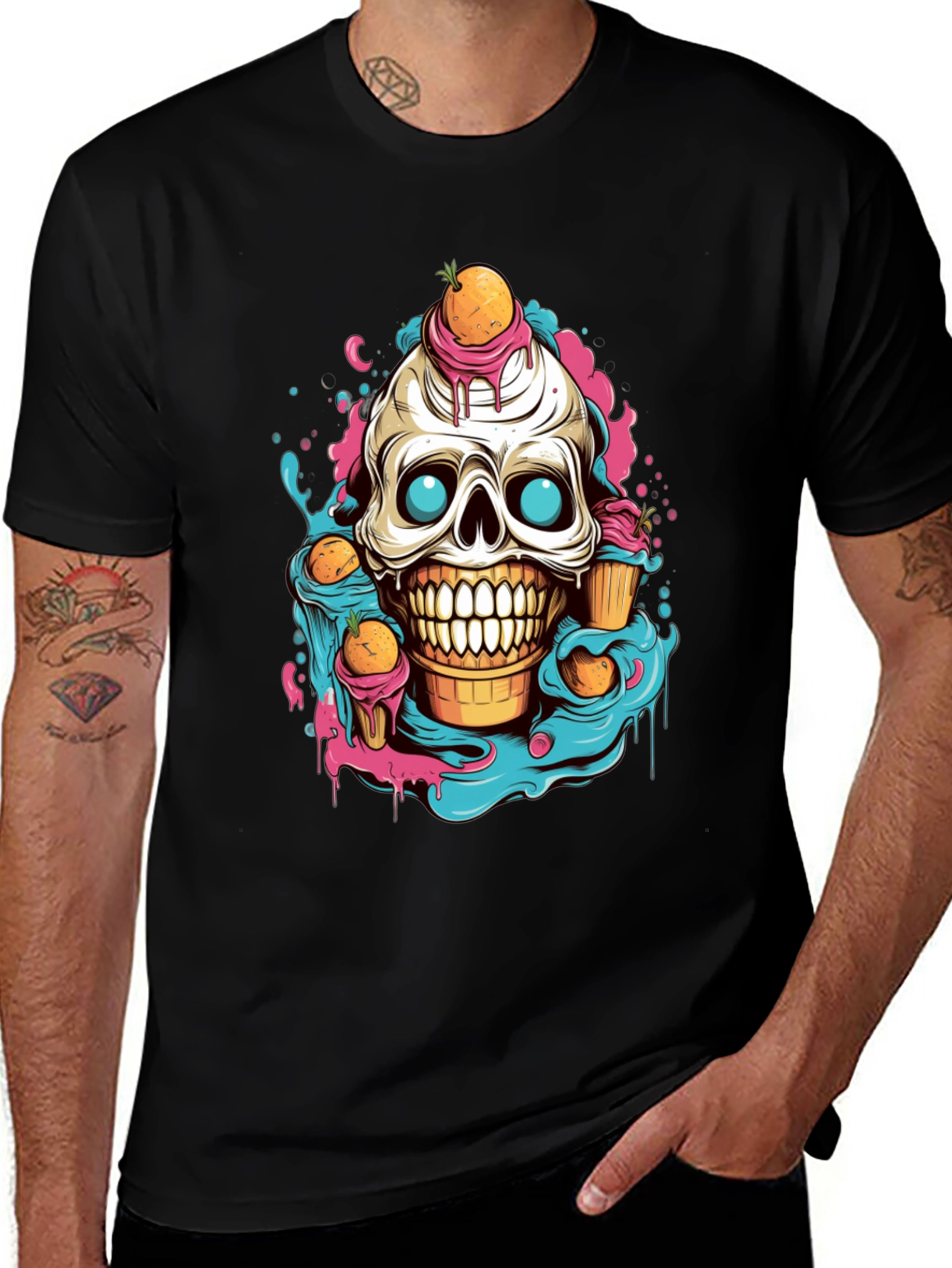 Skull Ice Cream Graphic T-Shirt