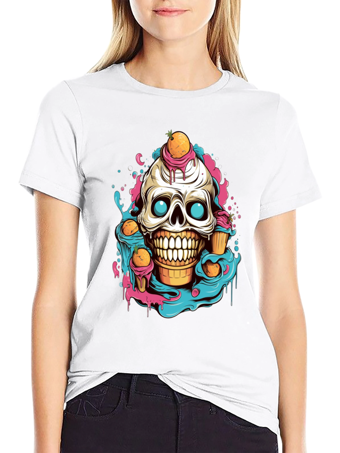 Skull Ice Cream Graphic T-Shirt