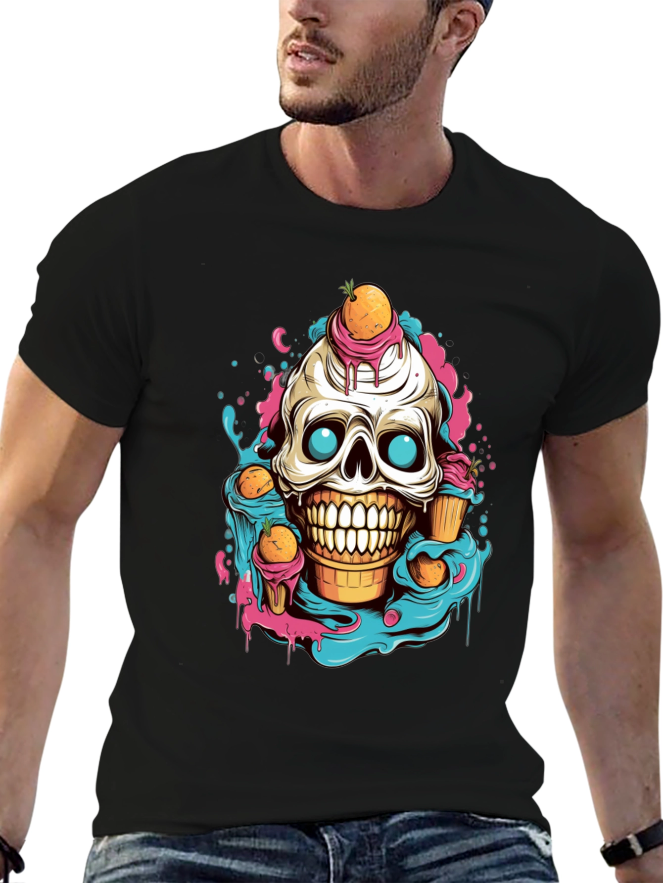 Skull Ice Cream Graphic T-Shirt
