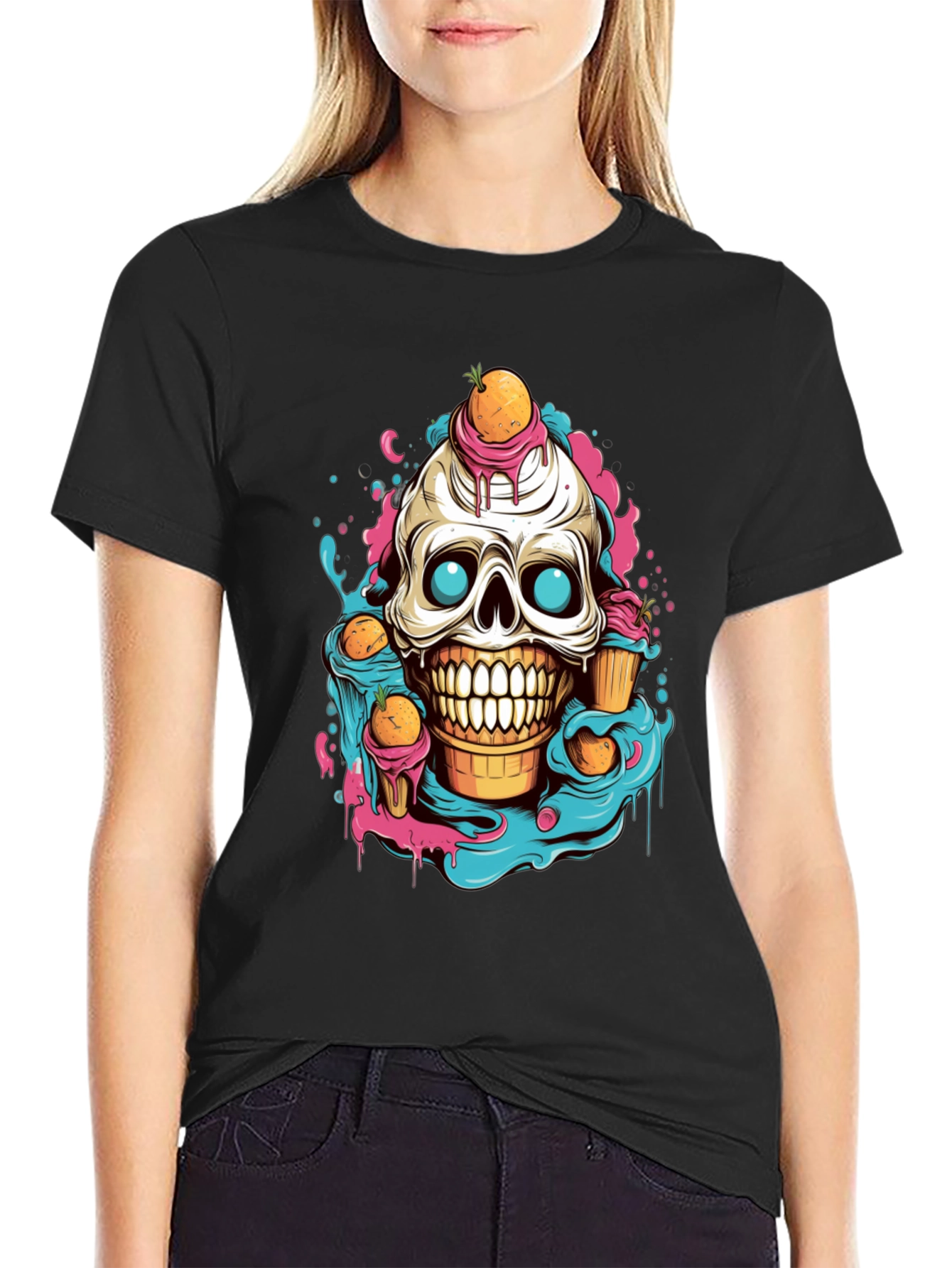 Skull Ice Cream Graphic T-Shirt