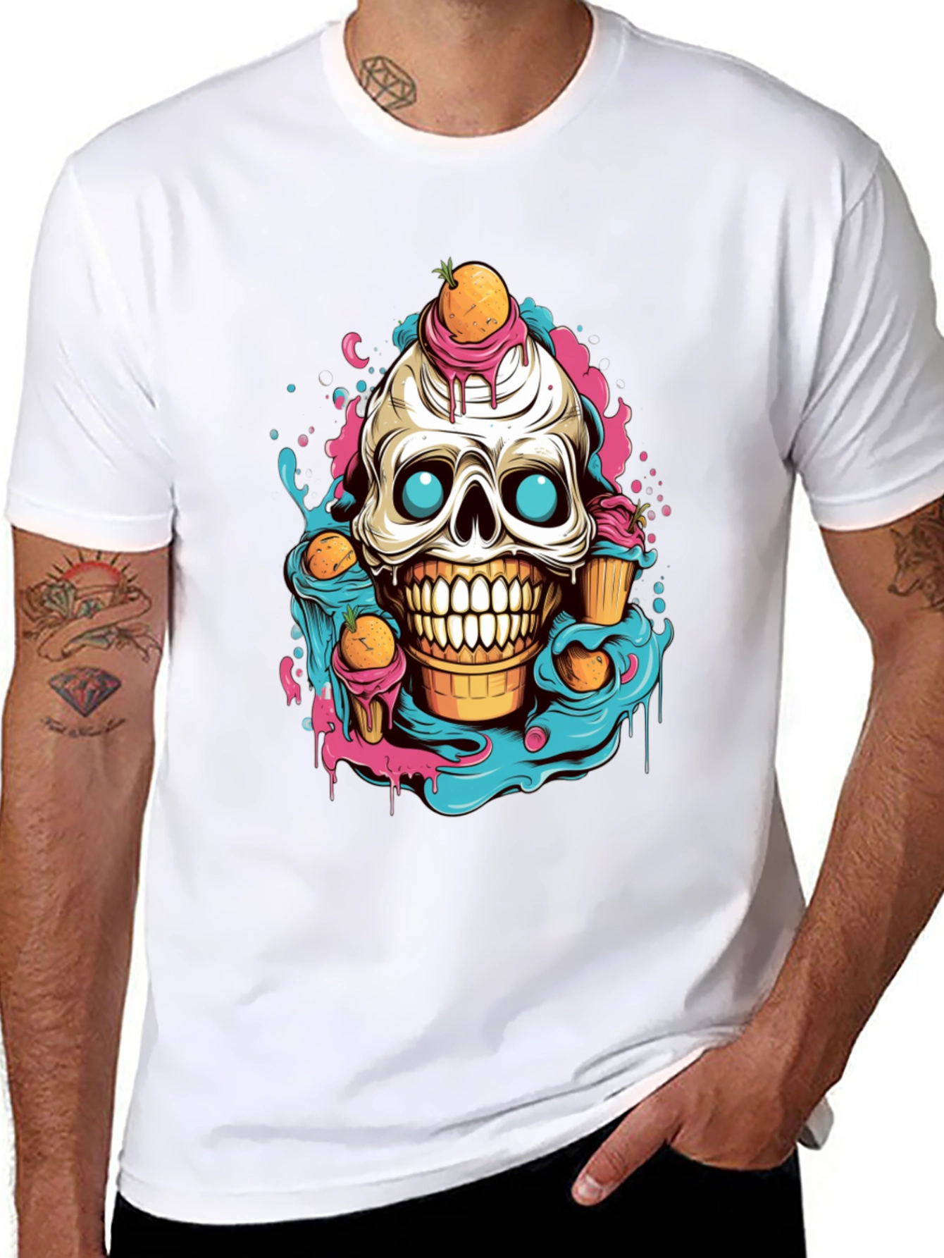 Skull Ice Cream Graphic T-Shirt