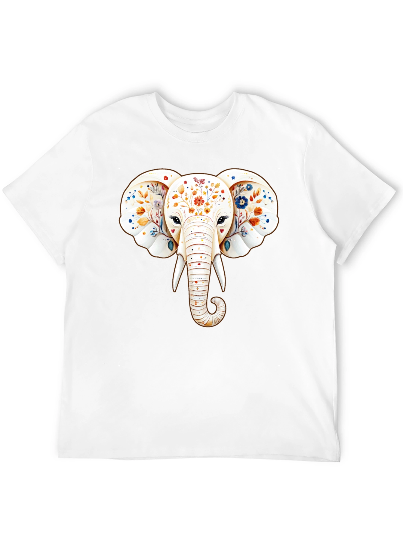 Floral Elephant Graphic Black T-Shirt